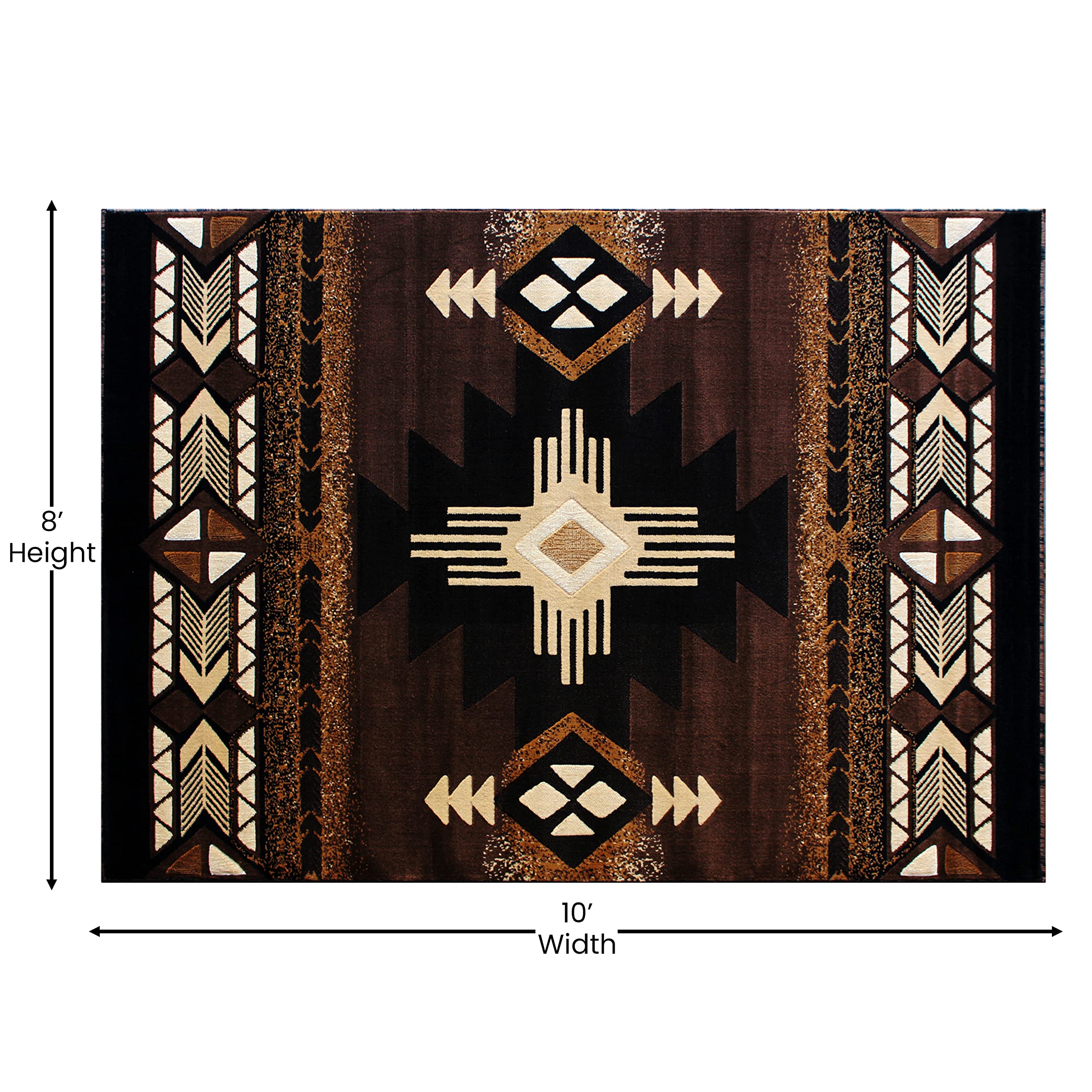 Flash Furniture Mohave Traditional Southwestern Style Area Rug 8'x10' - Rustic Chocolate Accent Rug with Olefin Fibers & Jute Backing - Perfect for Living Room, Bedroom, or Southwestern Home Decor