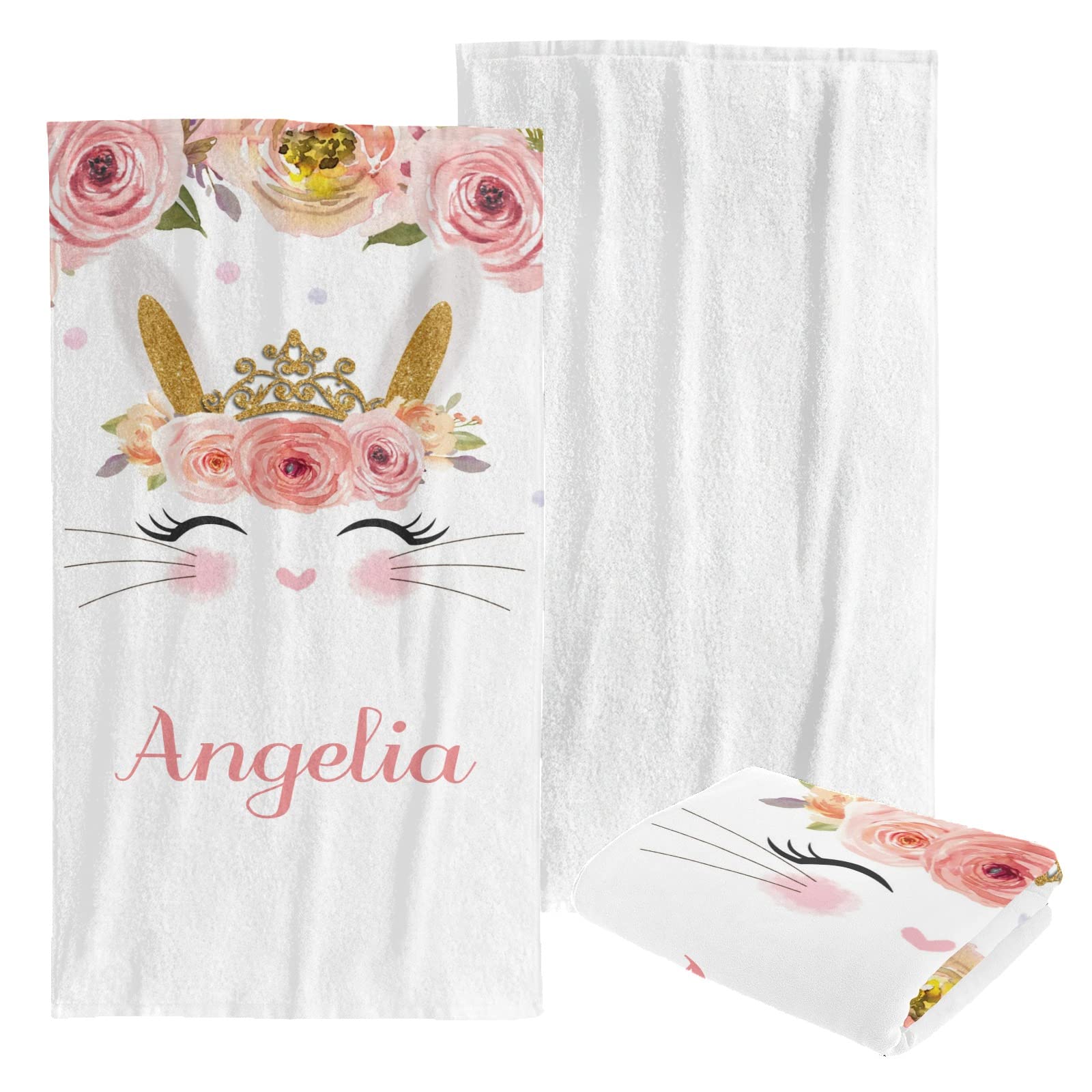 Custom Personalized Beach Towel - Floral Cute Bunny Design for Kids, Men & Women | Soft Bath Towel & Swim Blanket for Pool, Beach & Vacation Use