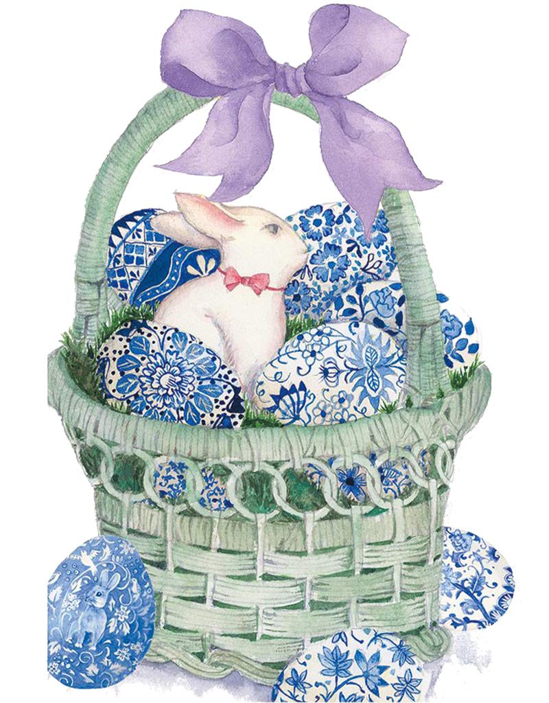 Easter Greeting Card - Bunny in Easter Basket Die-Cut Design | Perfect for Easter Celebrations, Gifts & Spring Decor | 1 Count