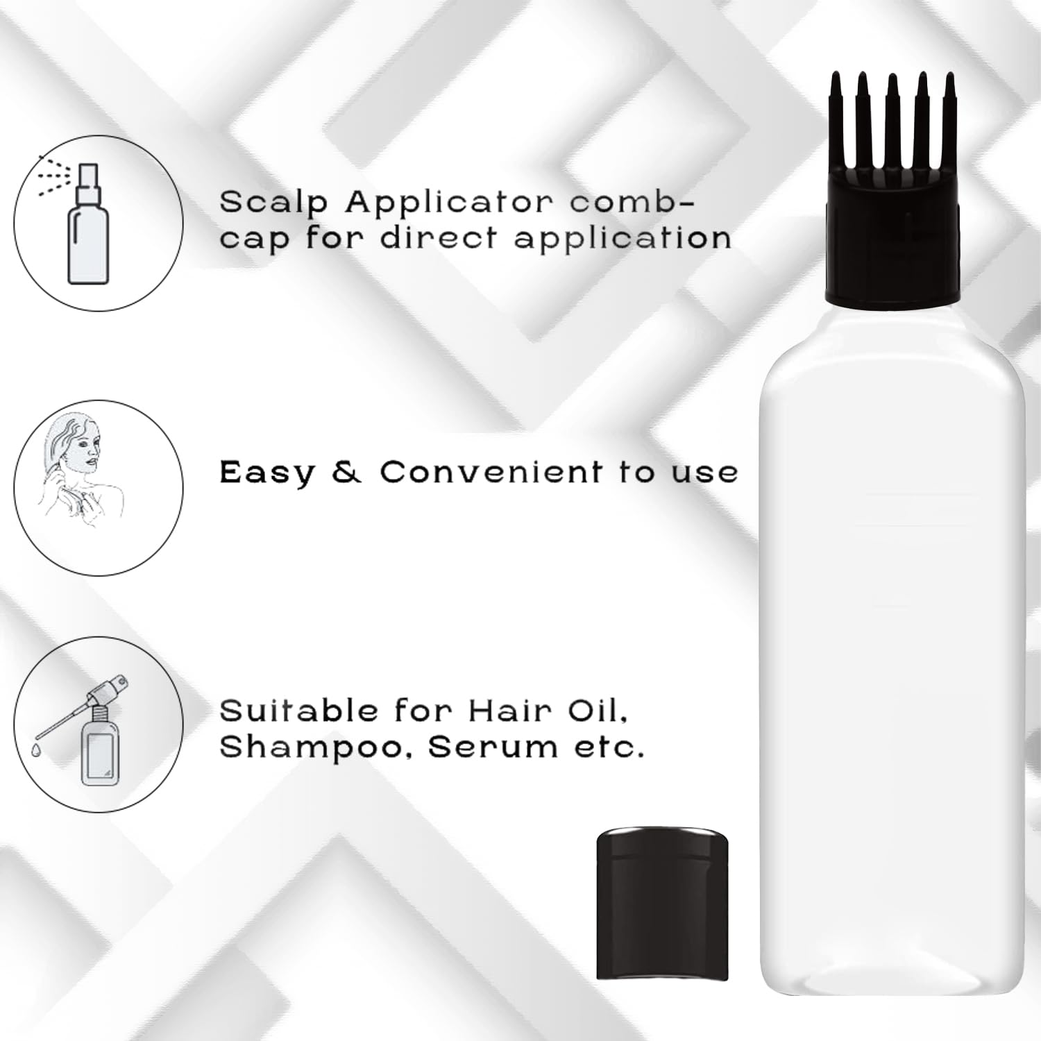 HUNCHA 120ml Hair Root Applicator Bottle with Comb Cap - Scalp Treatment for Hair Oil, Shampoo & Medicine - Hair Growth Accessories (Pack of 2) - Perfect for At-Home Hair Care & Salon Treatments