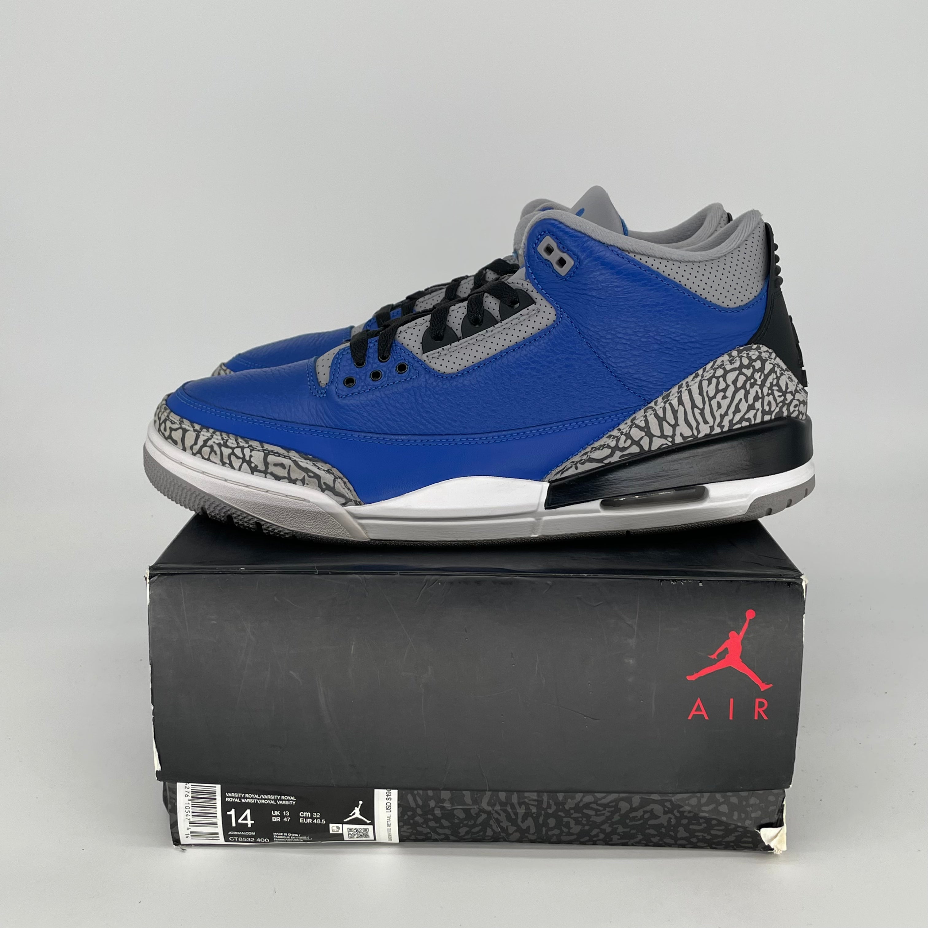 AIR JORDAN 3 VARSITY ROYAL CEMENT Men's Basketball Shoes - Size 14 (CT8532-400) | Retro Sneakers for Sports, Casual Wear & Sneaker Collection