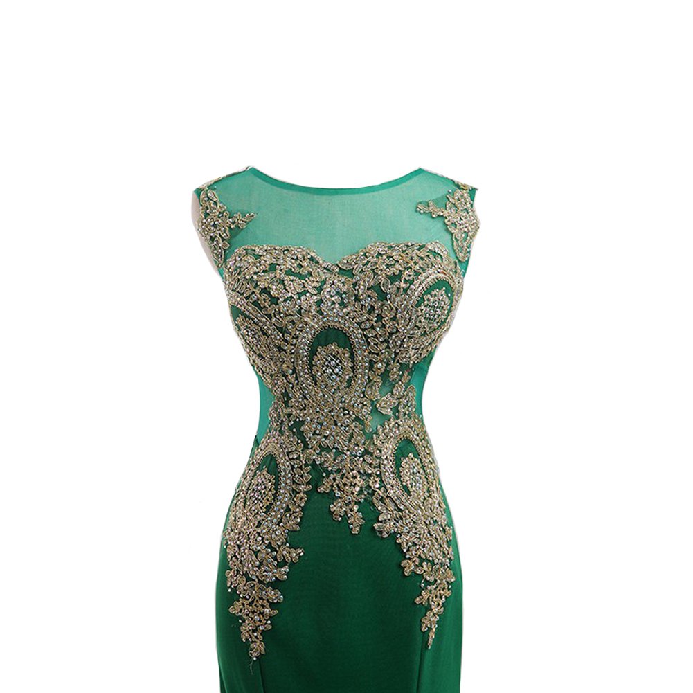 Kivary® Gold Lace Mermaid Evening Dress - Elegant Green Tulle Formal Gown for Prom, Homecoming, Wedding Guest & Special Occasions