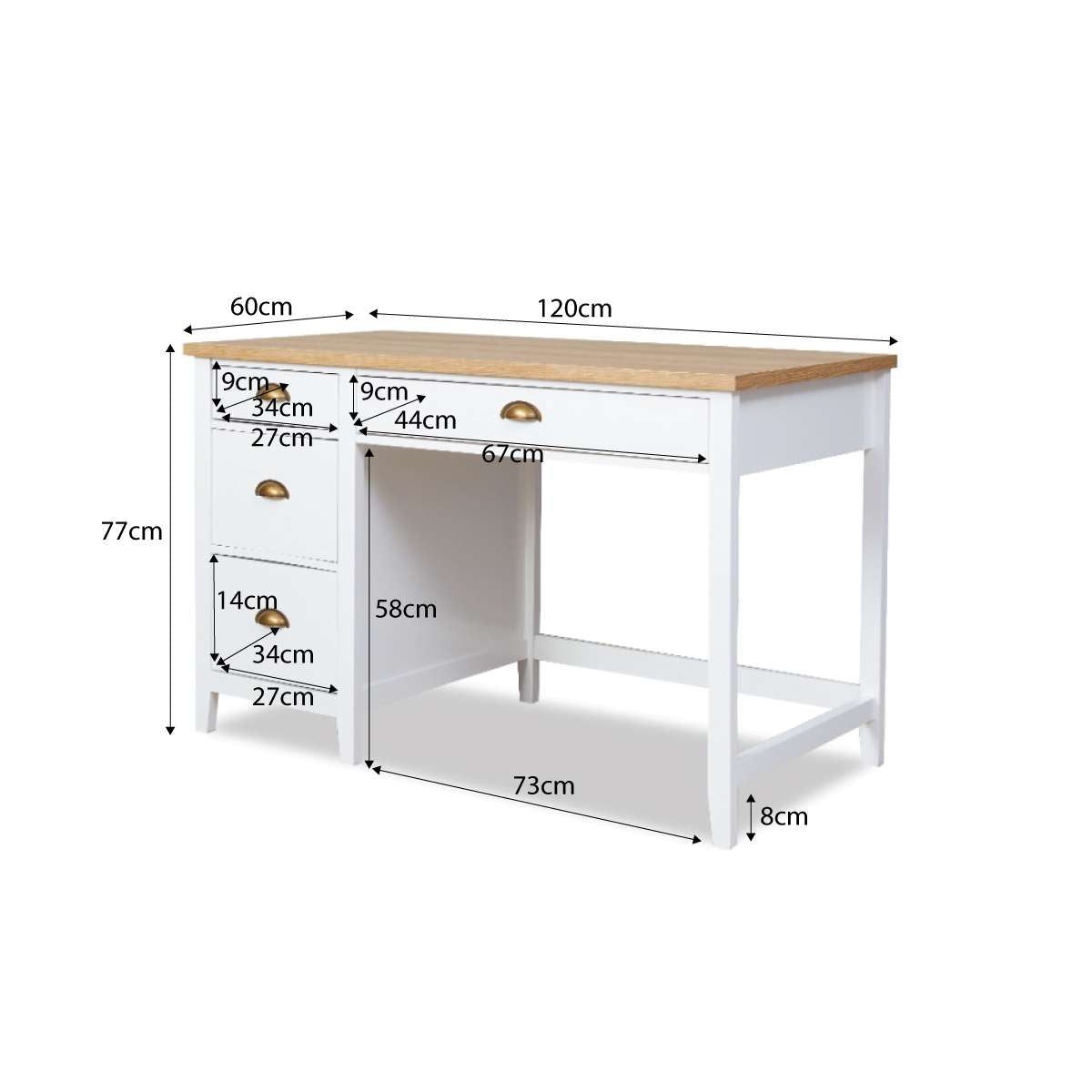 Hastings Desk - White & Natural Wood Modern Writing Desk for Home Office, Study, or Dorm Room | Stylish & Functional Workspace Solution