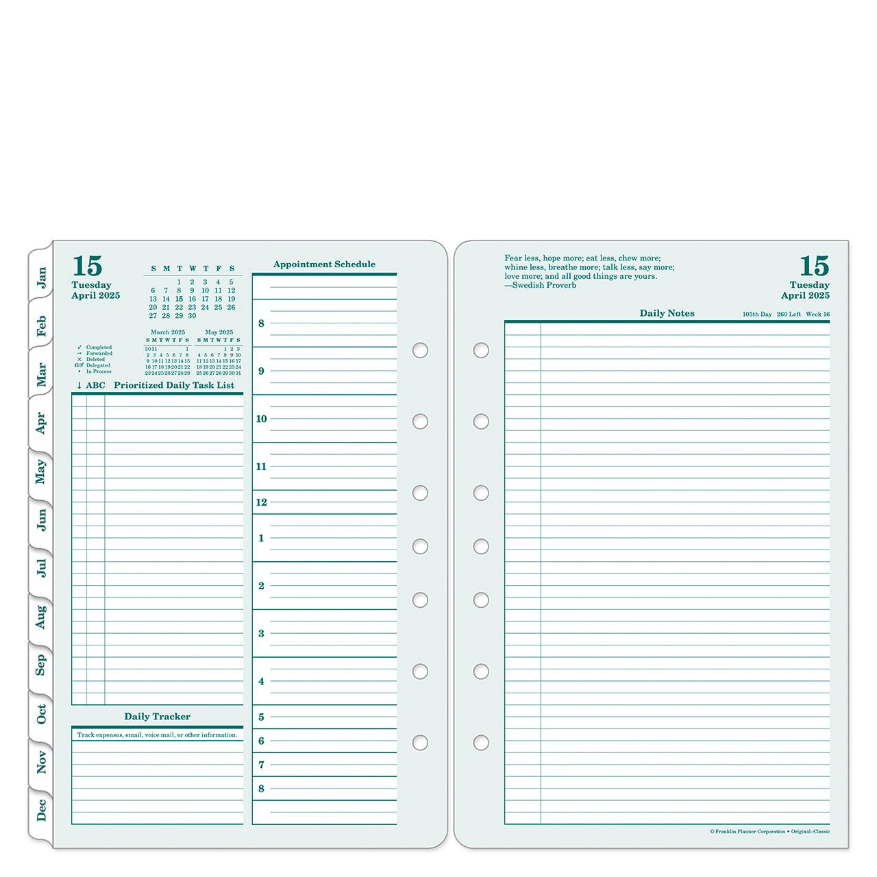 FranklinCovey 2 Page Per Day Planner 2025-2026 - Ring Bound Organizer for Productivity & Time Management | Classic Design for Professionals, Students & Goal Tracking | Perfect for Office, School & Daily Planning