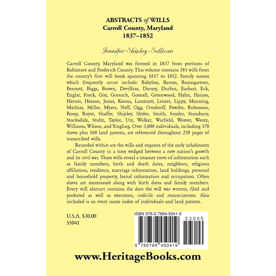 Abstracts of Wills in Carroll County Maryland 1837-1852 | Historical Genealogy Records for Family Research & Ancestry Tracing