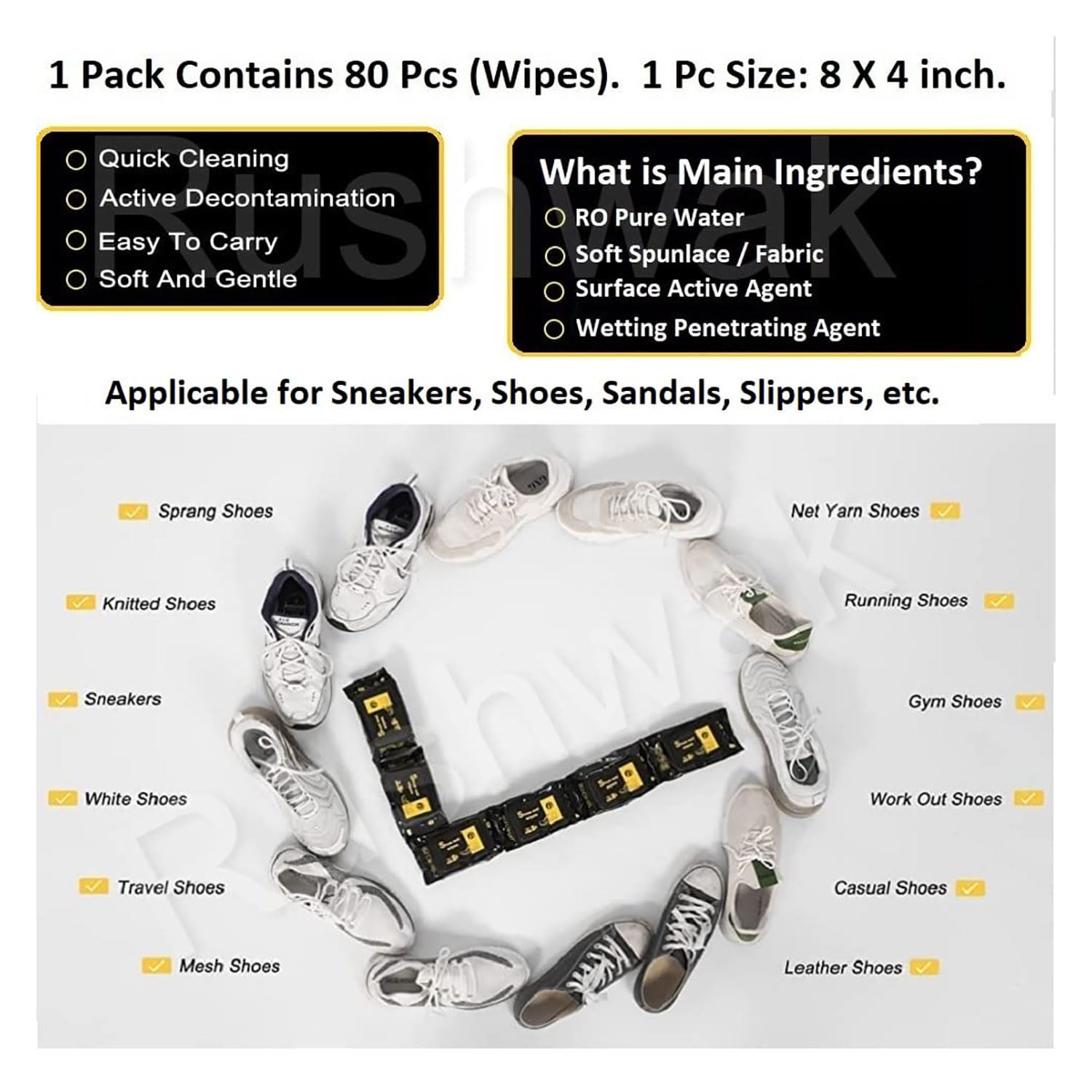 ALOUD CREATIONS Natural Sneaker & Shoe Cleaner Wipes - 80 Count Pack | Instant Cleaning Wipes for Shoes, Sneakers & Footwear | Removes Dirt, Stains & Odors | Perfect for Gym, Travel & Everyday Use