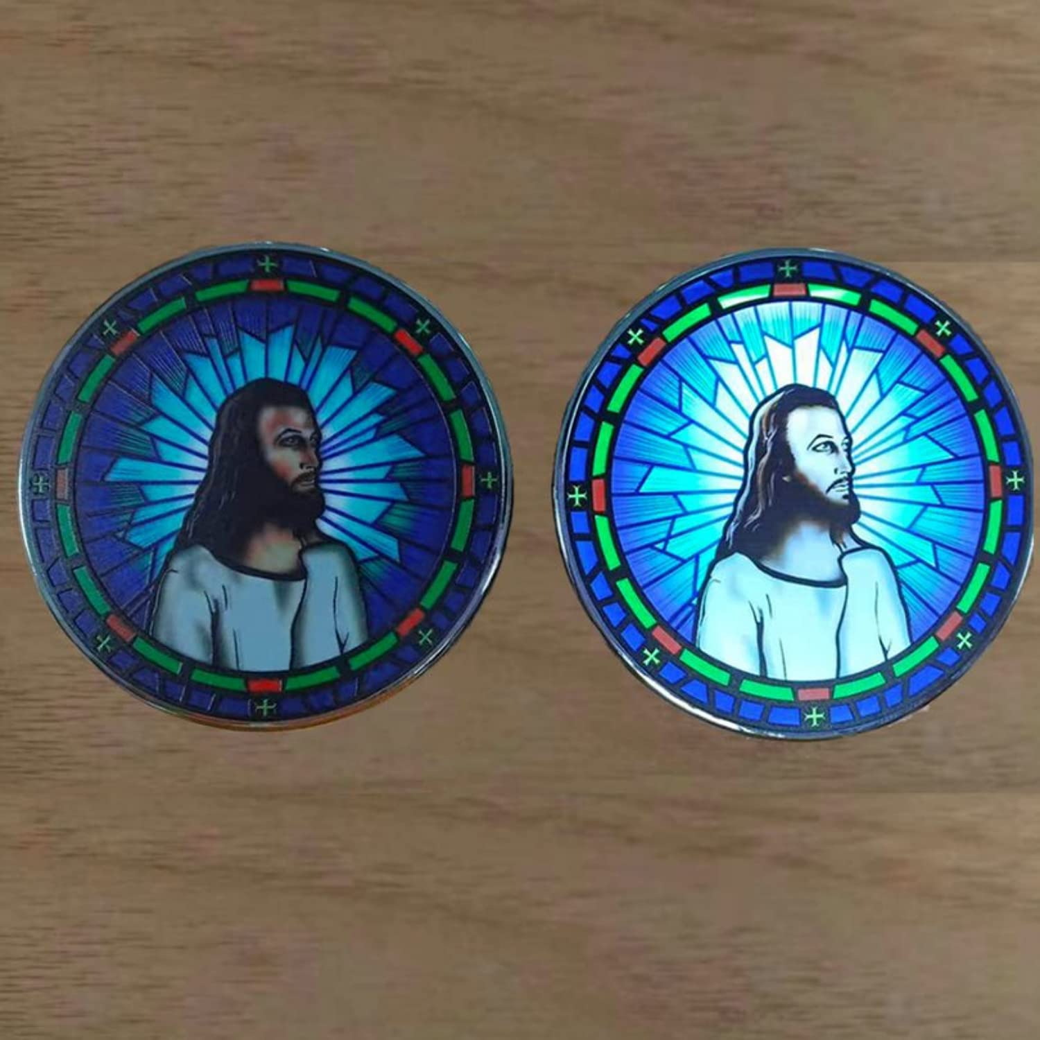 Jesus Christ Wireless Charger with Backup Battery - Fast Charging for iPhone & Android | Portable Phone Charger with Stained Glass Design | Perfect Christian Gift for Baptism, Confirmation & Bible Study