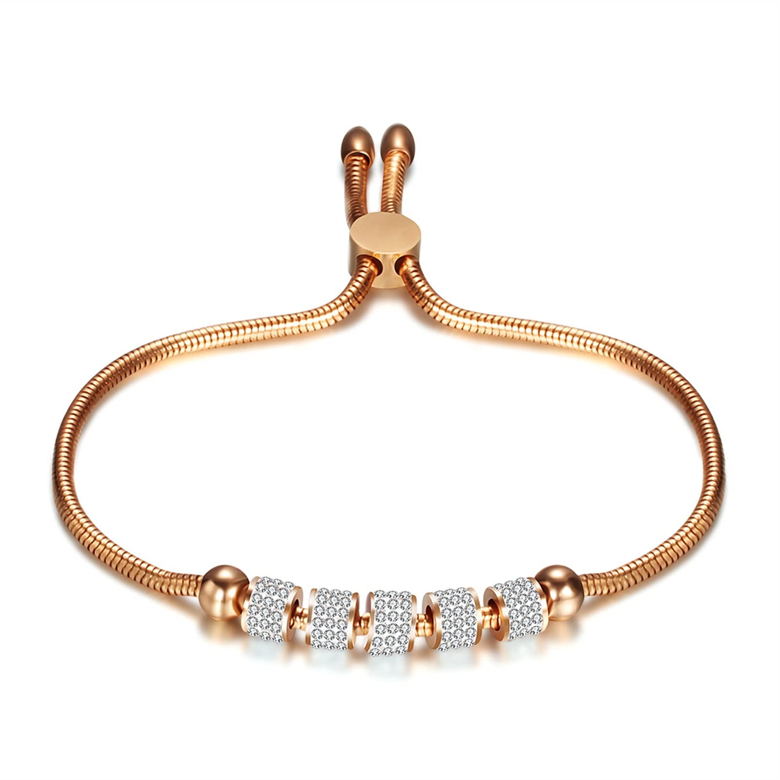 MuNaDuo Women's Fashion Bracelet - Adjustable Titanium Steel Diamond Bracelet in Rose Gold | Elegant Jewelry for Parties, Weddings & Daily Wear