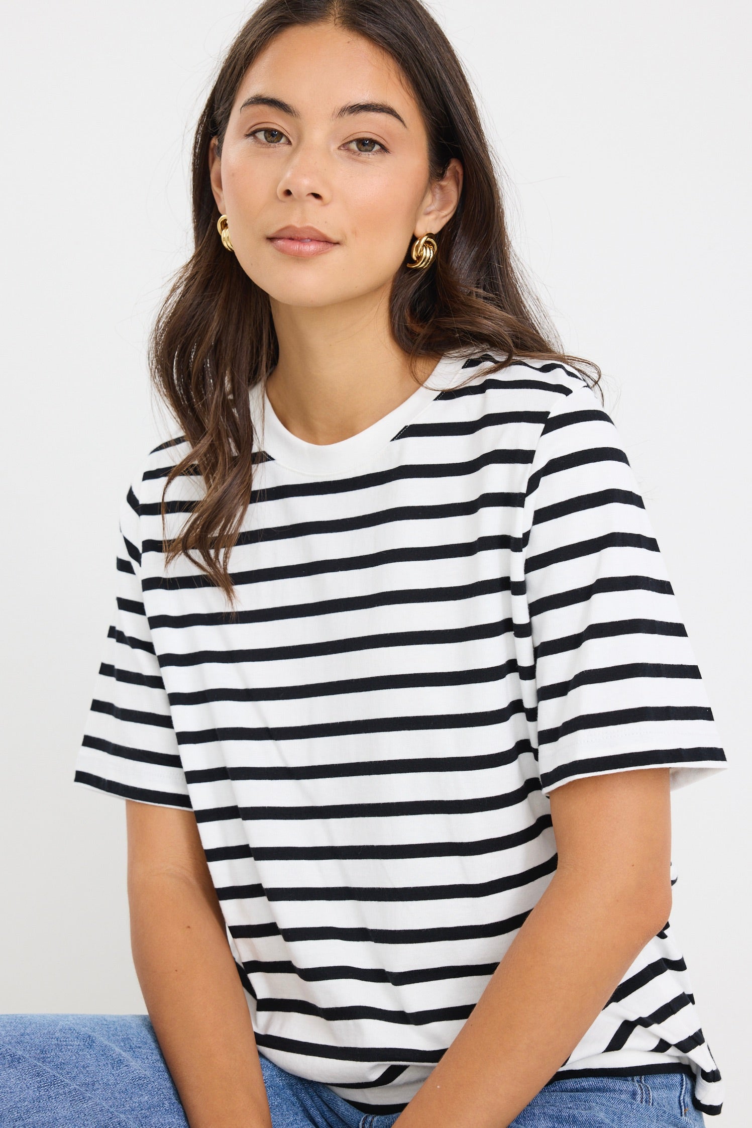 Black and White Striped Boxy Fit Tee - Casual Loose Fit T-Shirt for Women | Perfect for Everyday Wear, Layering & Street Style Outfits