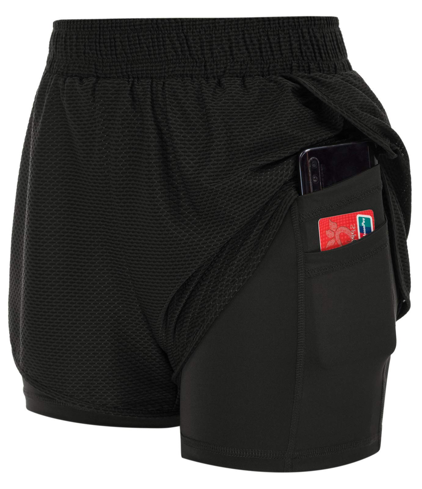 JACK SMITH Women's 2-in-1 Running Shorts with Pockets - High Waist Elastic Quick Dry Workout Shorts for Yoga, Gym & Athletic Activities | Perfect for Jogging, Fitness Training & Summer Sports