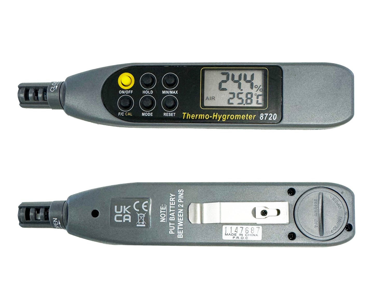 Digital Pen Style Thermo Hygrometer - Accurate Temperature & Humidity Meter with Wet Bulb, Dew Point - Ideal for Home, Greenhouse & Laboratory Use