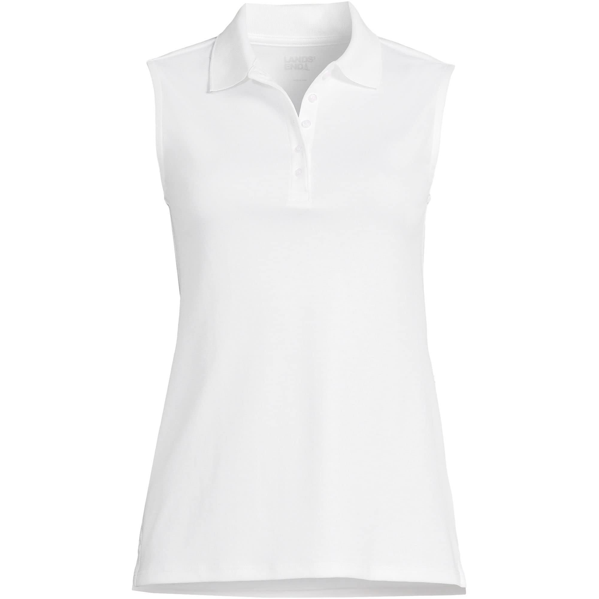 Lands' End Women's Supima Cotton Polo Shirt - Soft Breathable Short Sleeve Top for Casual Wear, Golf & Work
