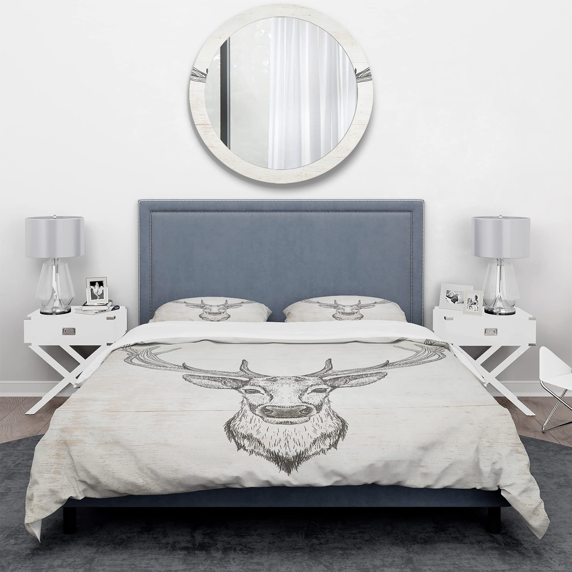 DesignQ Deer Wild and Beautiful II Traditional Duvet Cover Set - Grey Twin Size 3-Piece Animal Print Bedding for All Seasons | Perfect for Kids Rooms, Guest Bedrooms & Cozy Cabin Retreats