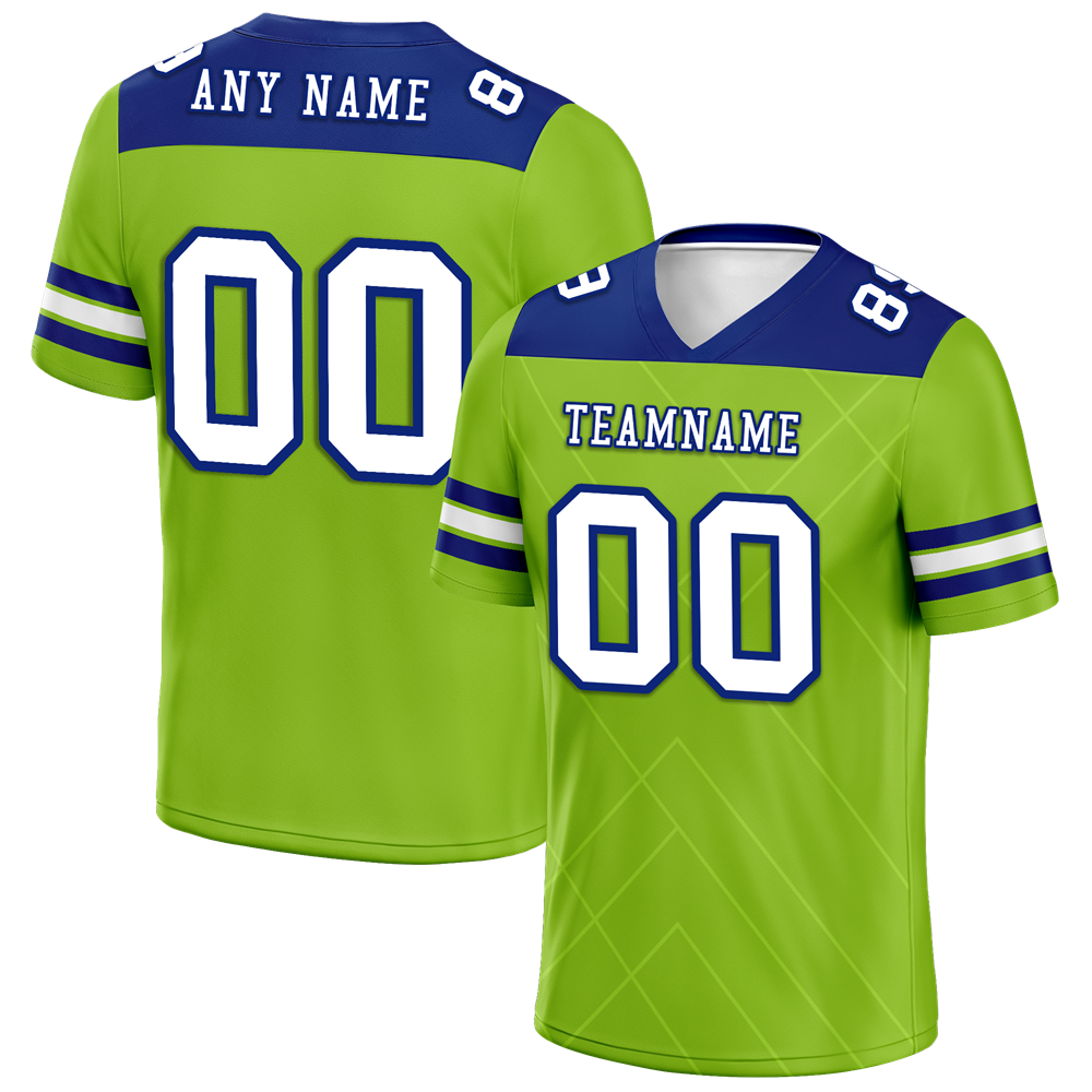 Custom Green & White Striped Personalized Authentic Football Jersey FBJ02 - Perfect for Game Day, Team Sports & Fan Apparel
