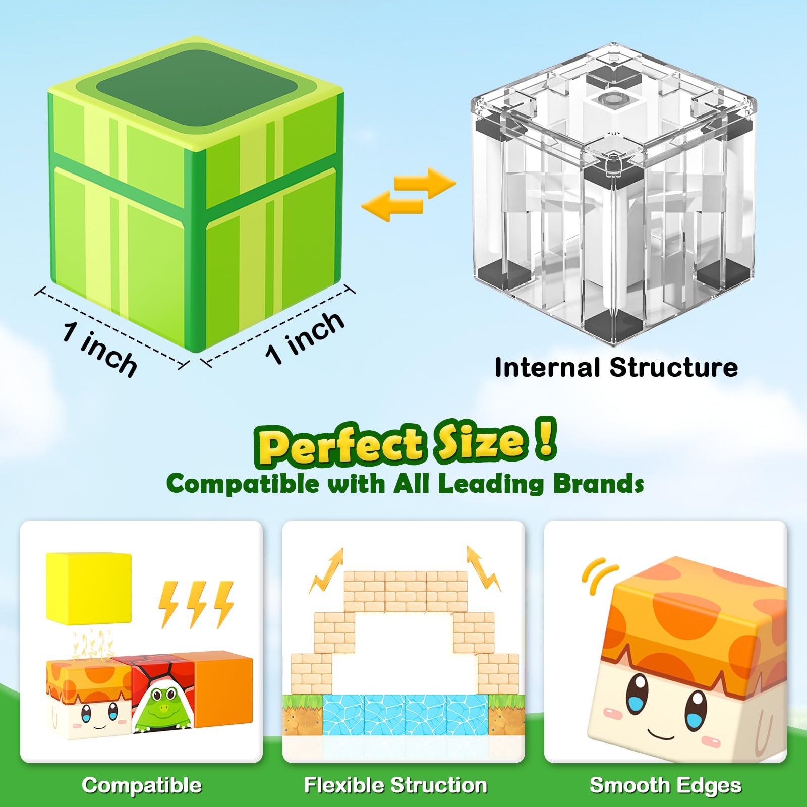 1'' Magnetic Building Blocks for Toddlers - STEM Educational Toys for Kids Ages 3+, Creative Construction Set with Magic Teleport Pipes | Perfect for Indoor Play, Classroom Learning & Sensory Development