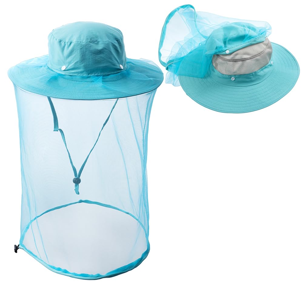 Fishing & Weed Eating Hat with Sun Protection & Mosquito Head Net - Outdoor Mesh Hat with Hidden Net for Fishing, Gardening & Hiking