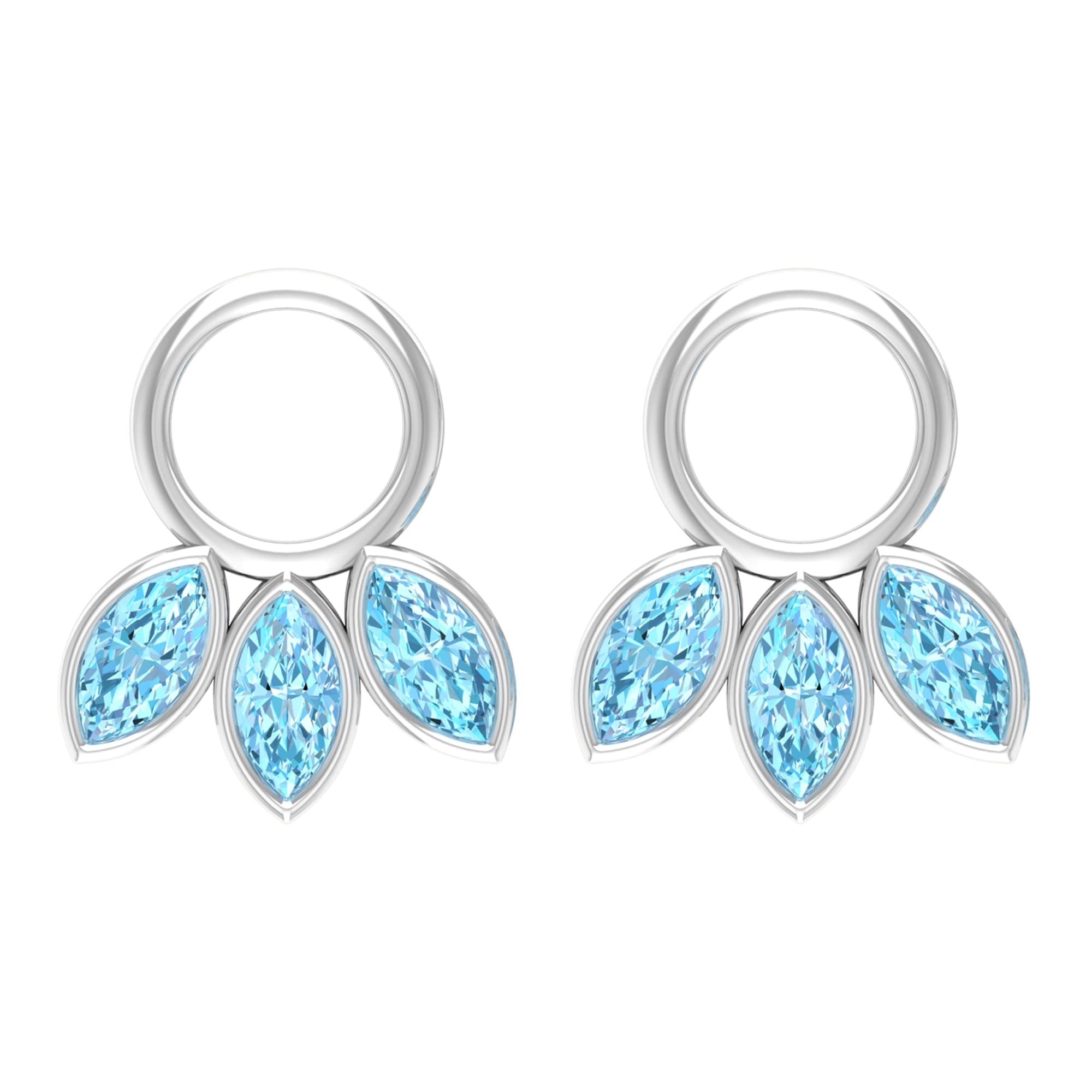 1/2 CT Marquise Cut Aquamarine Stud Earrings - 14K Solid Gold Minimalist Bezel Set Earrings for Women | Elegant Jewelry for Weddings, Anniversaries & Special Occasions
