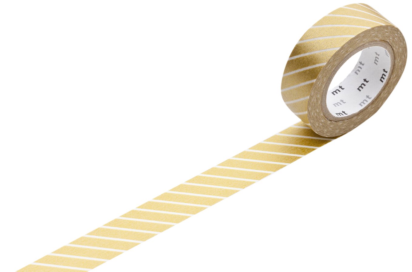 Japanese Washi Masking Tape MT01D144Z - Diagonal Stripe Gold Pattern, Decorative Paper Tape for Scrapbooking, Journaling, Gift Wrapping & DIY Crafts