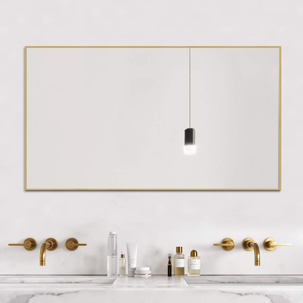 Full Length Mirror 59x36 Inches - Large Floor Mirror with Aluminum Frame, Gold (JJ00941ZZE-USAM004) - Perfect for Living Room, Bedroom, Dressing Room & Home Decor