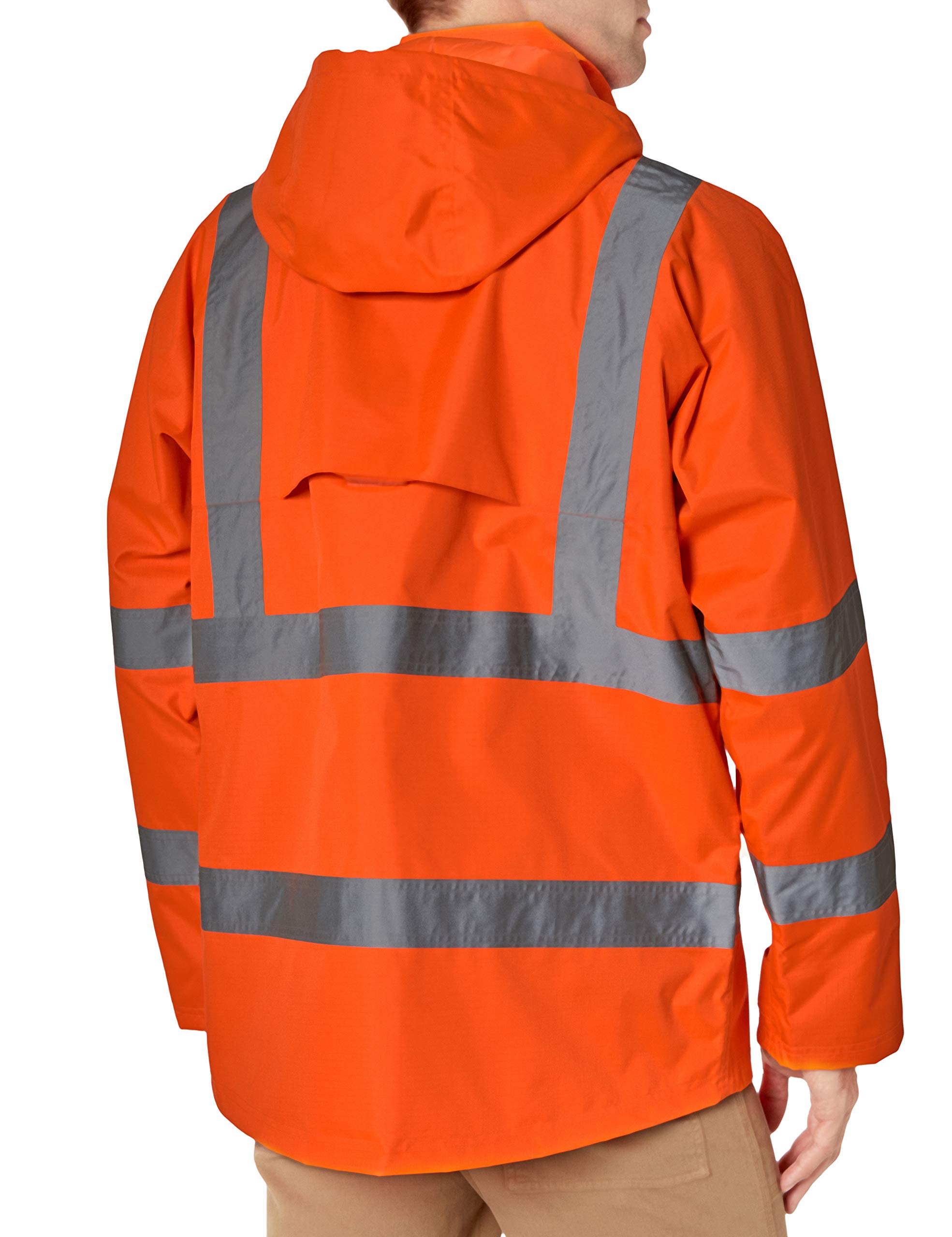 Viking Professional Journeyman 300 Denier Trilobal Rip-Stop Waterproof Hi-Vis Safety Rain Jacket with 2” Reflective Tape - Heavy Duty Workwear for Construction, Road Crew & Outdoor Workers in Rainy Conditions