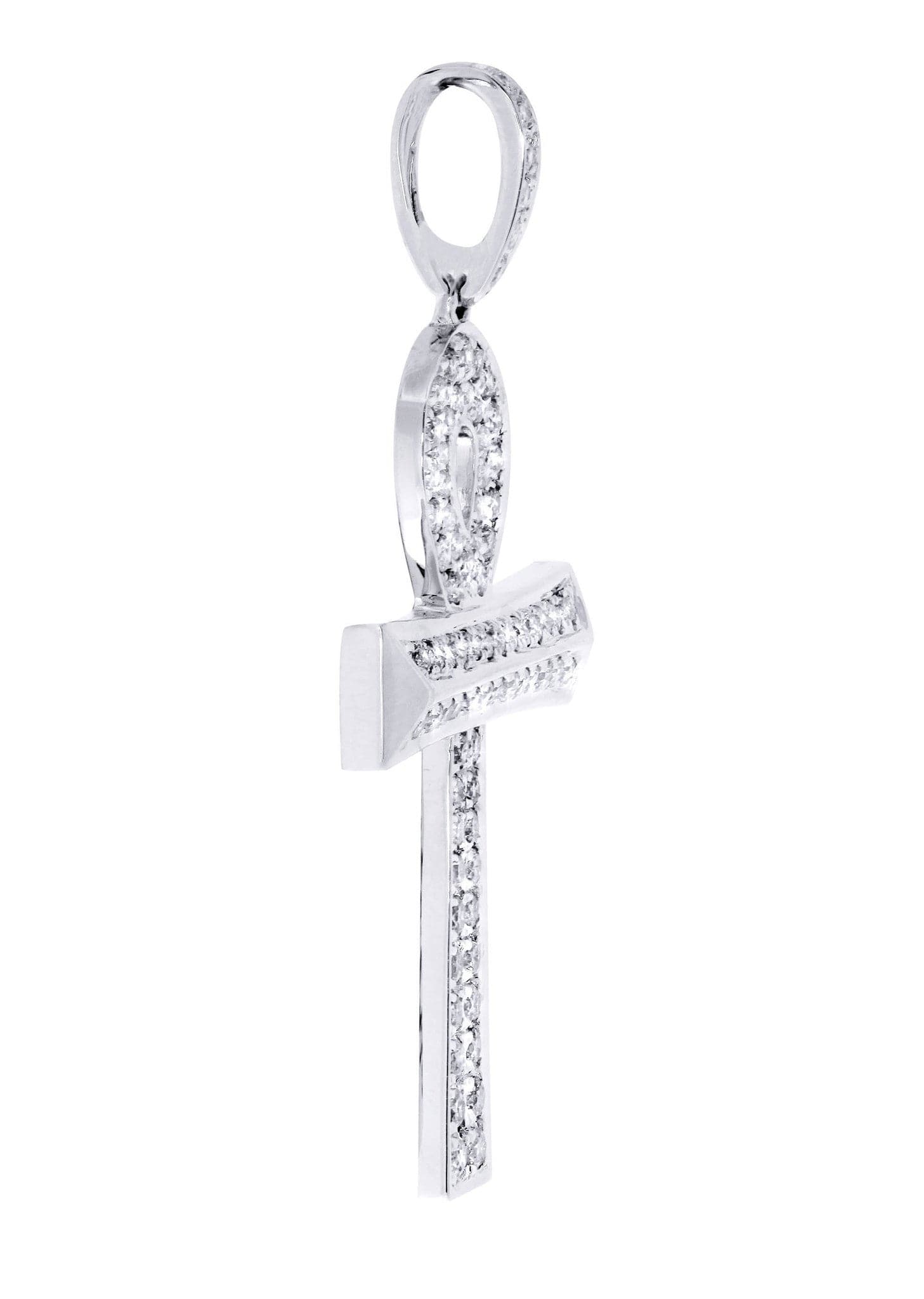 0.9 Carat Diamond Ankh Pendant Necklace - 3.44 Grams 14K Gold Egyptian Cross Jewelry for Women - Perfect for Gifts, Weddings & Spiritual Protection