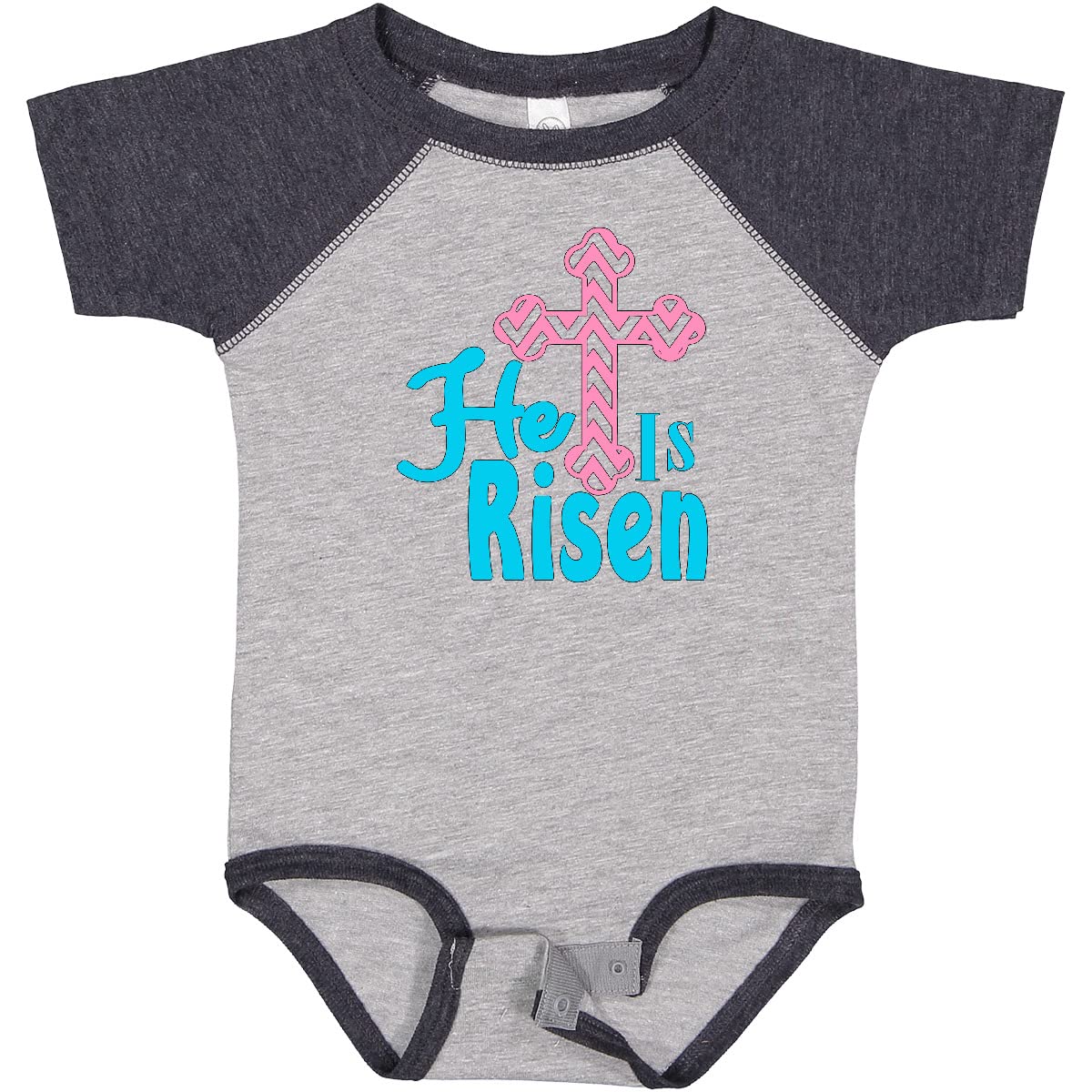 Inktastic Easter He is Risen Pink Cross Baby Bodysuit - Cute Christian Outfit for Easter Sunday, Baptism & Church Events