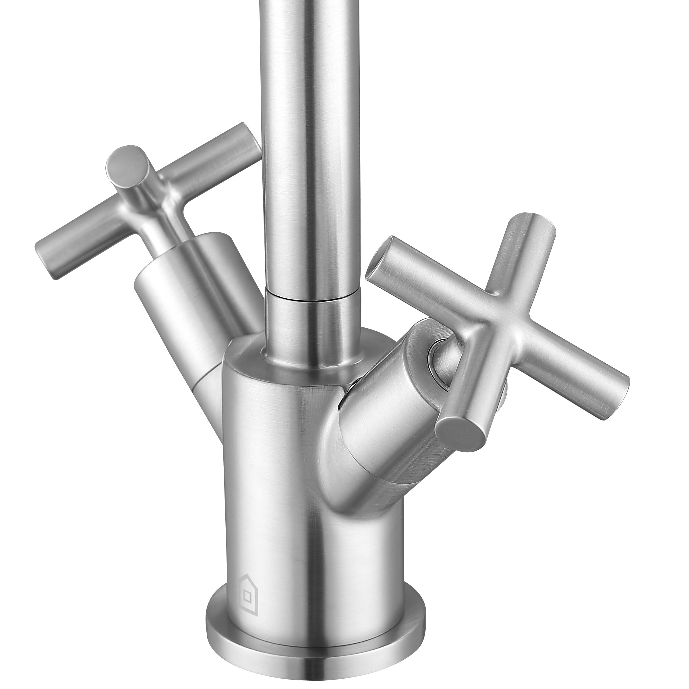 Ava Series Single Hole Cross Handle Bathroom Faucet in Brushed Nickel - Modern Water-Saving Design for Vanity Sink, Powder Room & Guest Bath Installation