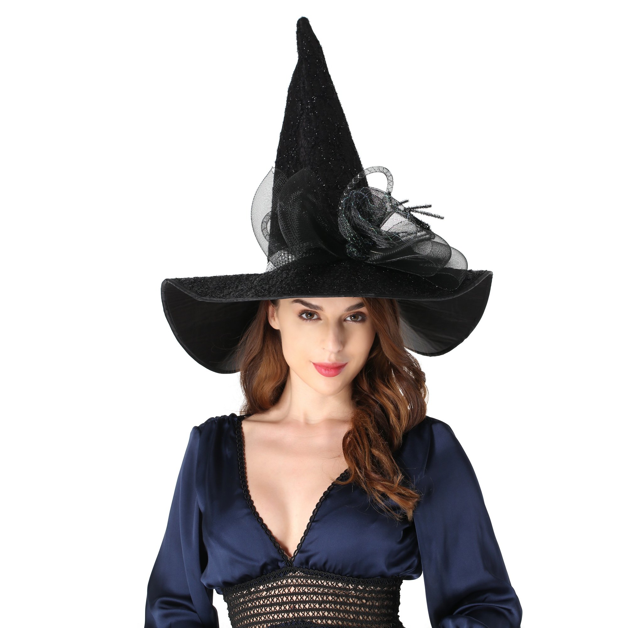 LED Light Up Witch Hat for Women - Black Halloween Costume Accessory with Steeple Top & Built-in Lamp - Perfect for Halloween Parties, Cosplay & Themed Events