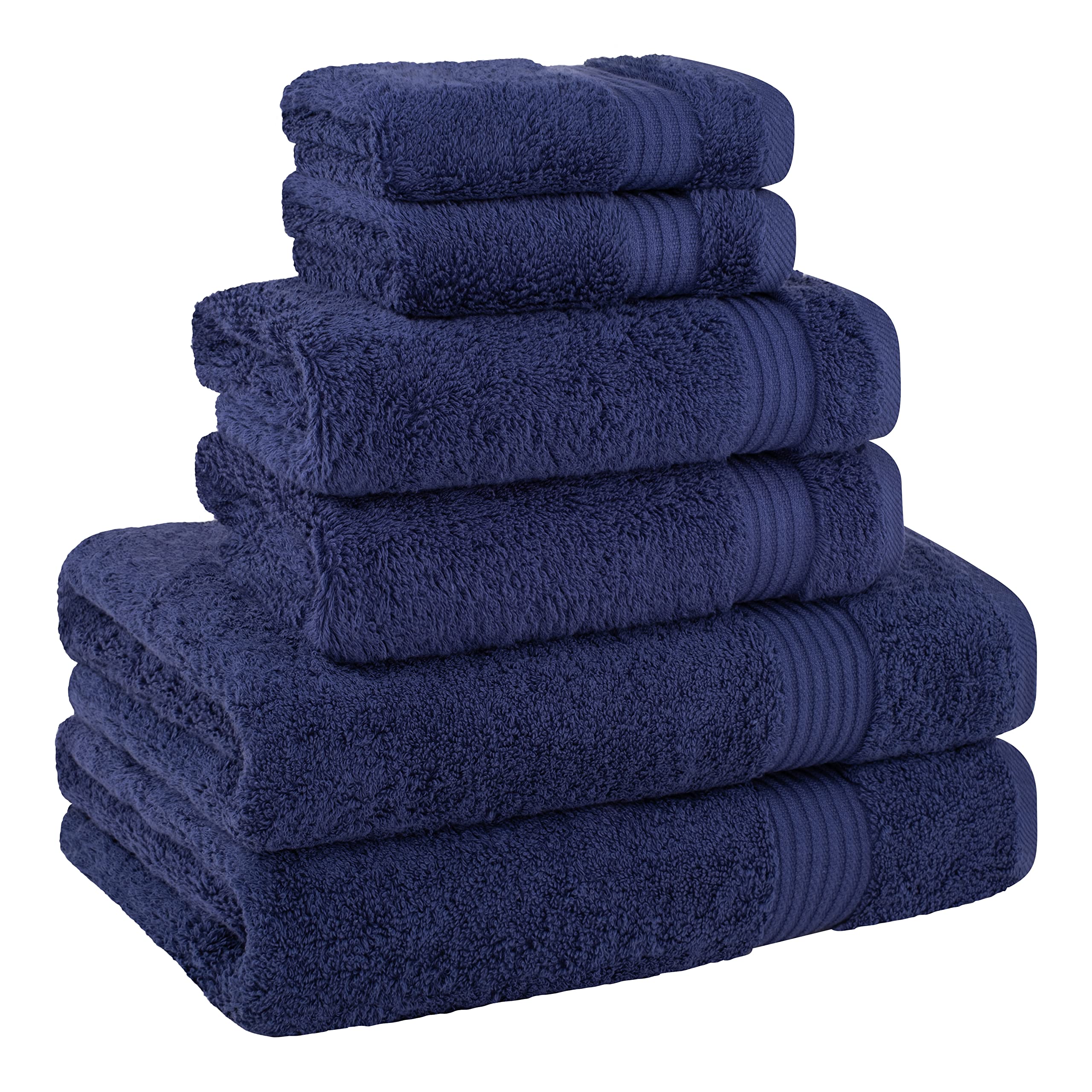 Premium 6-Piece Turkish Cotton Towel Set - 100% Soft Absorbent Bath & Hand Towels with Washcloths for Spa, Beach & Luxury Bathroom (Navy Blue)