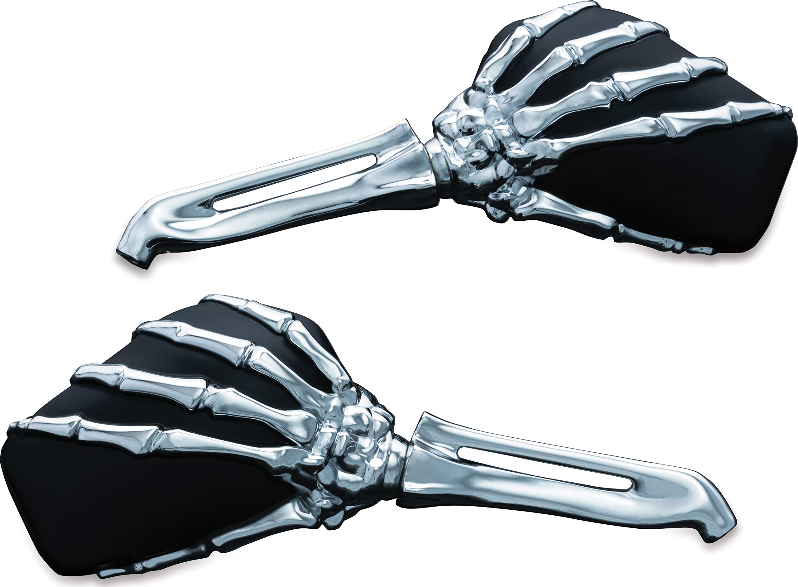 Kuryakyn 1759 Skeleton Hand Motorcycle Handlebar Mirrors - Chrome Stems & Black Heads, 1 Pair - Universal Fit for Cruiser, Chopper, and Custom Bikes - Enhances Safety and Style on the Road