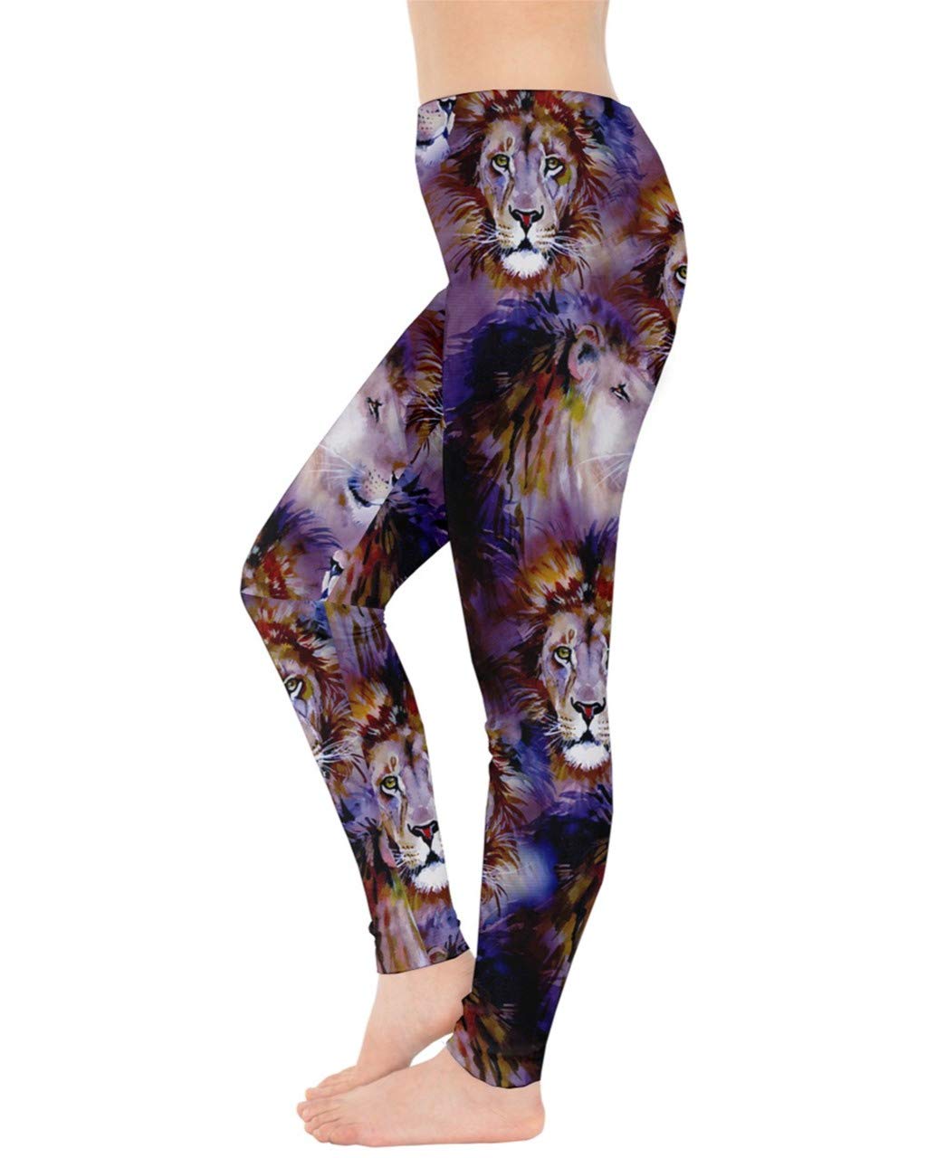 CowCow Women's Fashion Animal Print Leather Leggings - Snake, Reptile, Crocodile & Lion Robot Patterns - Perfect for Yoga, Workout & Streetwear Style