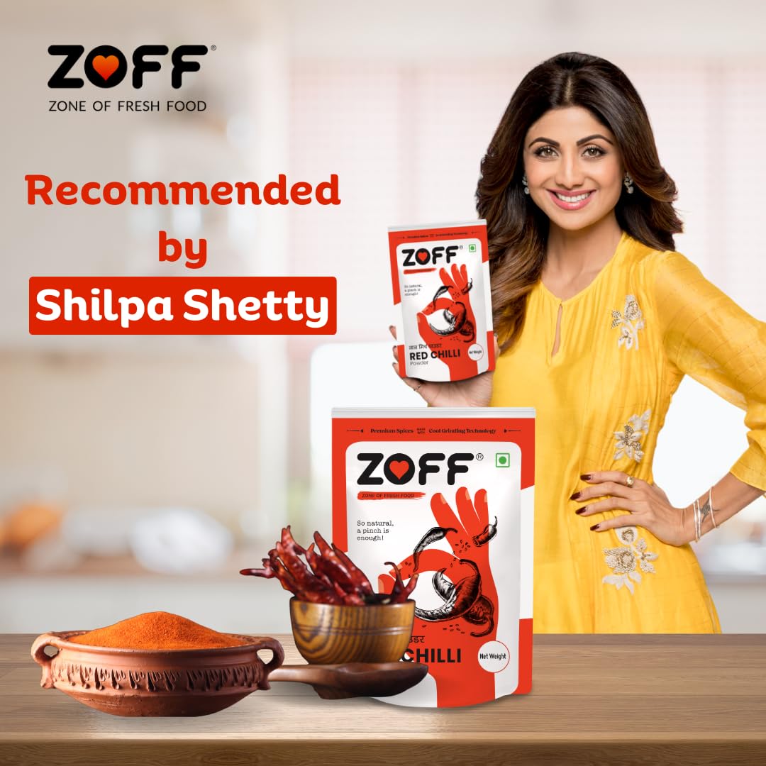 Premium Zoff Red Chili Powder with Natural Oils - 100% Pure & Unadulterated Lal Mirch Powder | Hand-Picked Red Chillies for Maximum Freshness & Aroma | 100g | Perfect for Indian Cooking, Spicy Dishes & Flavor Enhancement