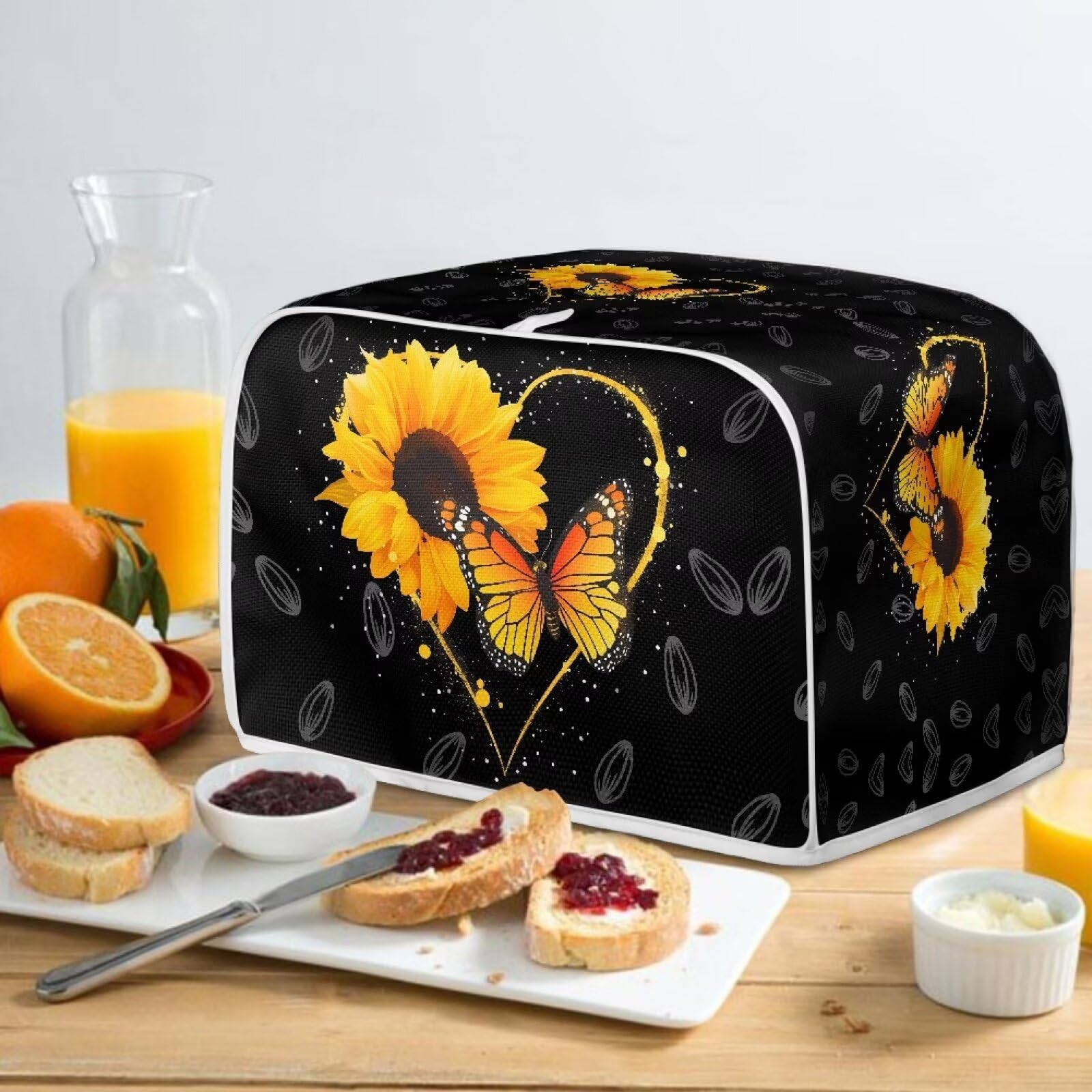 **Mumeson 2-Slice Sunflower Butterfly Toaster Cover - Lightweight Kitchen Appliance Dust Protector for Bread Maker & Toaster - Perfect for Home, Office & Dorm Use**