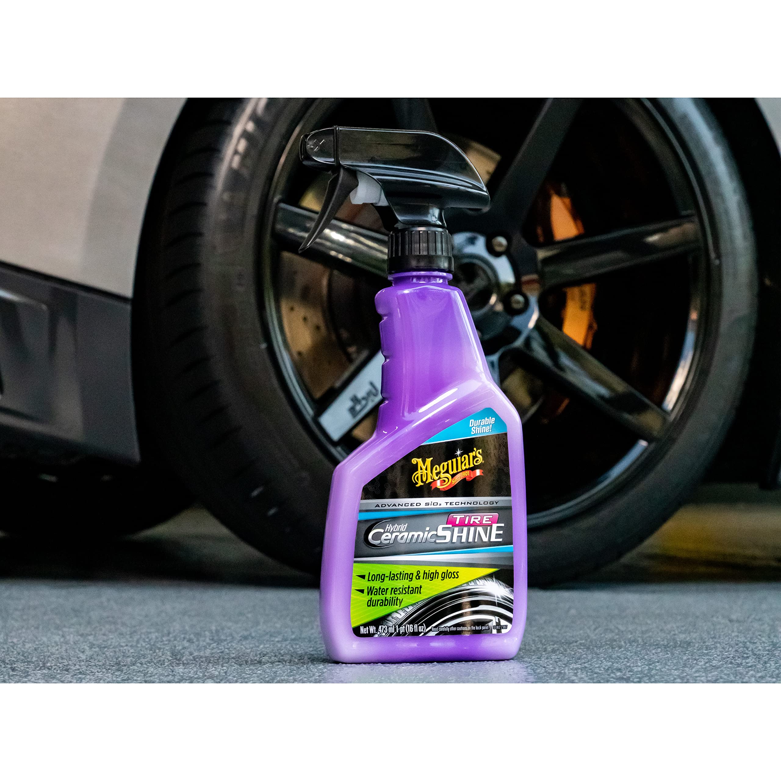 Meguiar's Hybrid Ceramic Tire Shine Spray - 16 Oz | Long-Lasting, Durable & Water-Resistant Tire Shine with Advanced Ceramic Technology | Perfect for Car Detailing, Showroom Shine & Vehicle Protection