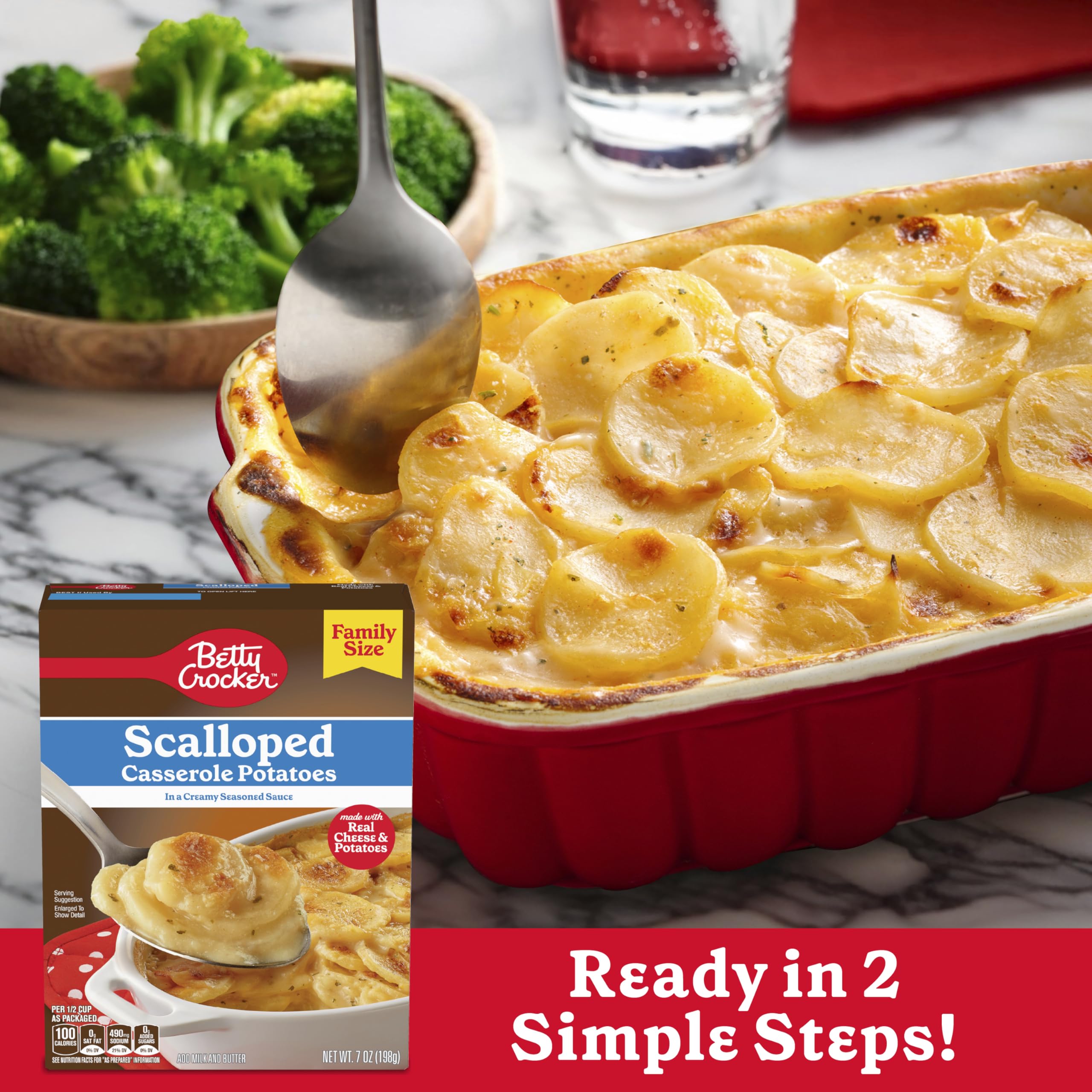 Betty Crocker Scalloped Casserole Potatoes with Real Cheese - Family Size 7 oz Box - Easy Homemade Side Dish for Thanksgiving, Christmas & Family Dinners