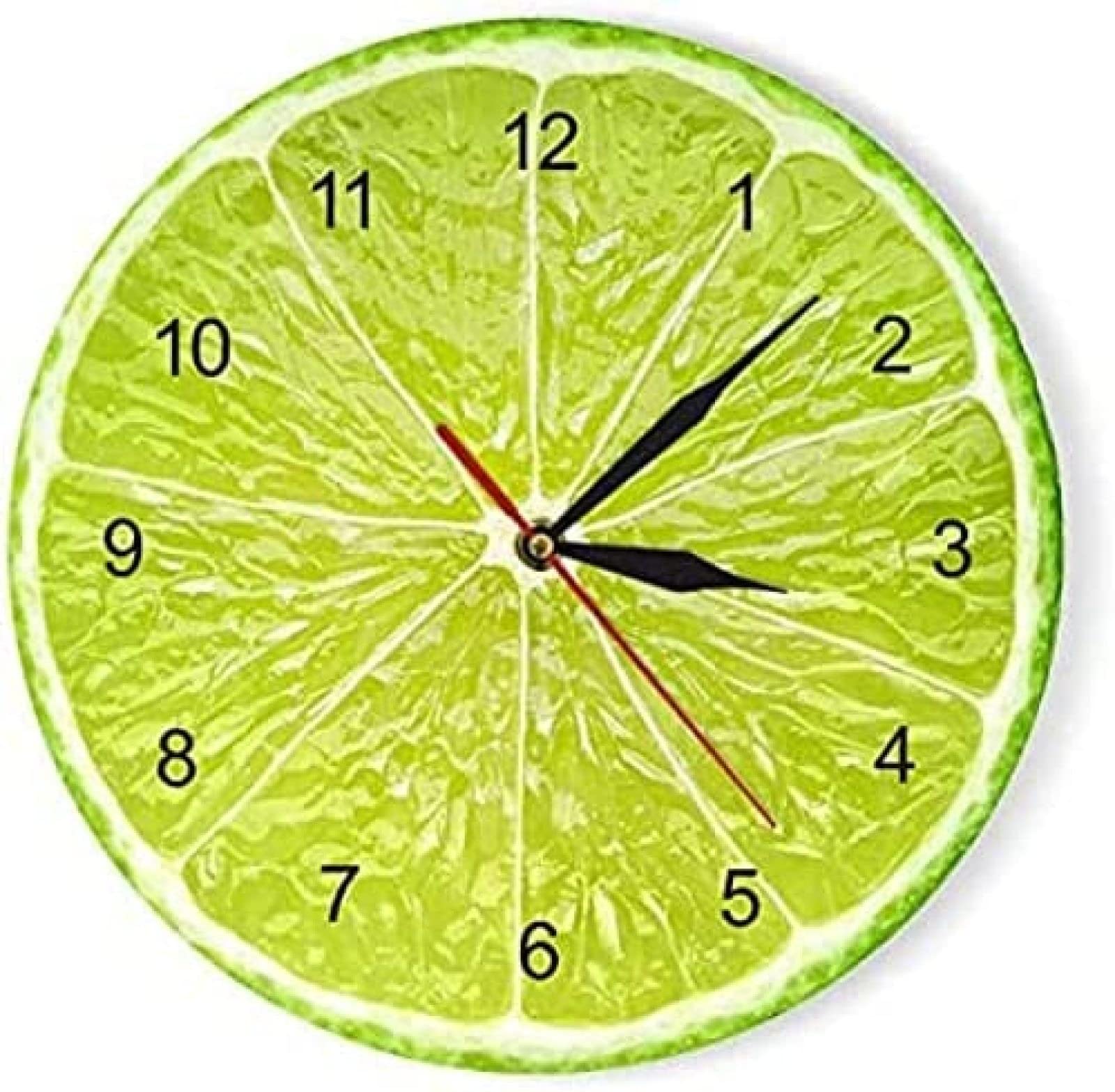 Yellow Lemon & Lime Fruit Wall Clock - Modern Kitchen Decor, Living Room Timepiece, Tropical Fruit Wall Art - Perfect for Home, Office, and Farmhouse Style Spaces
