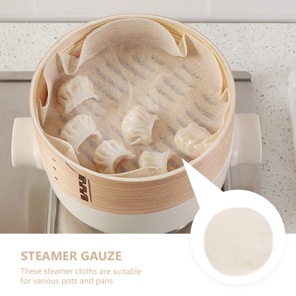10-Piece Bamboo Steamer Liners Set - Reusable Steamer Cloth Pads for Dumplings, Buns & Bao - Perfect for Dim Sum, Asian Cooking & Healthy Meal Prep
