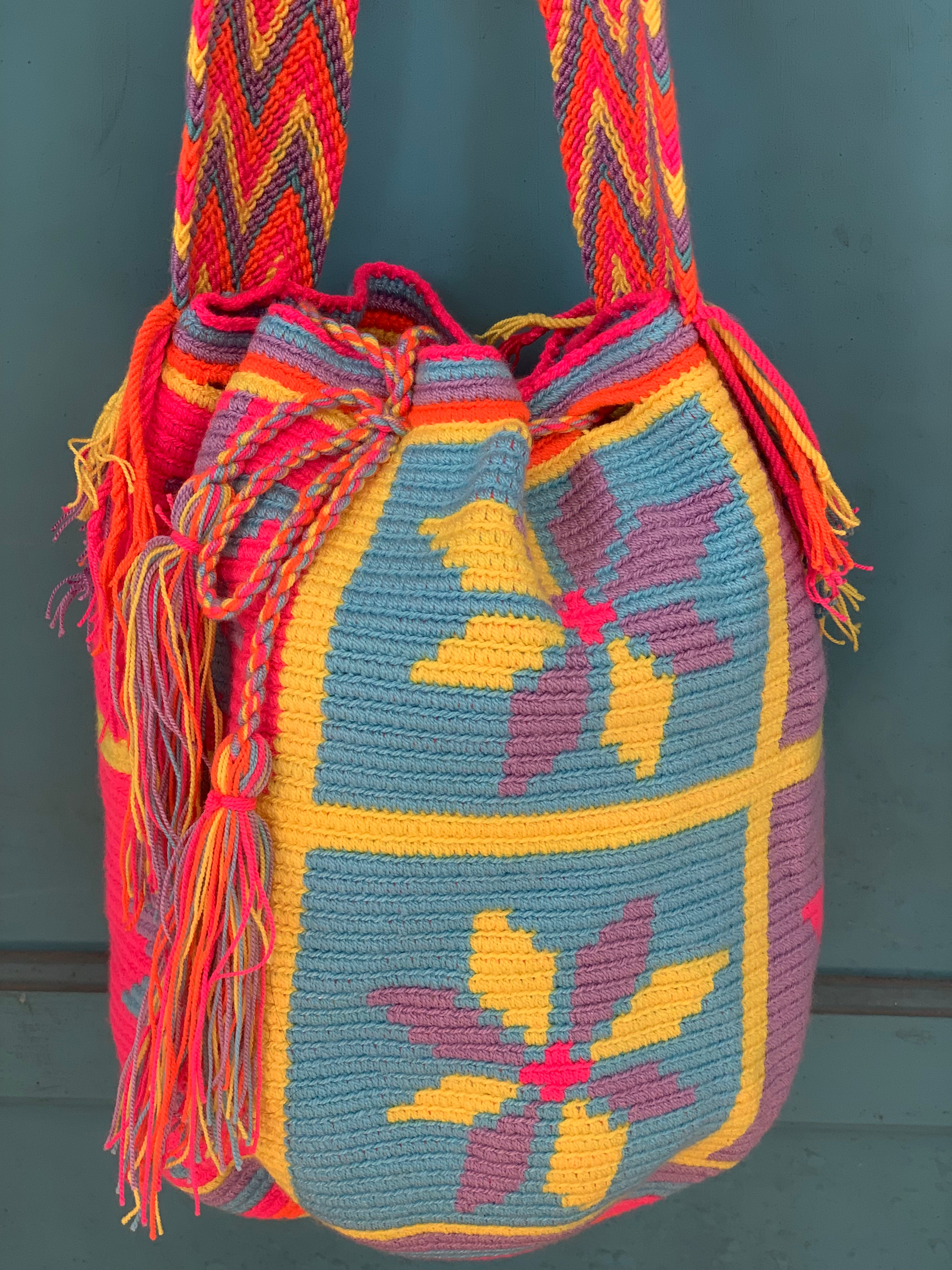 Authentic Handwoven Wayuu Colombian Crossbody Bag - Colorful Boho Shoulder Purse for Women - Perfect for Beach, Travel & Festival Fashion