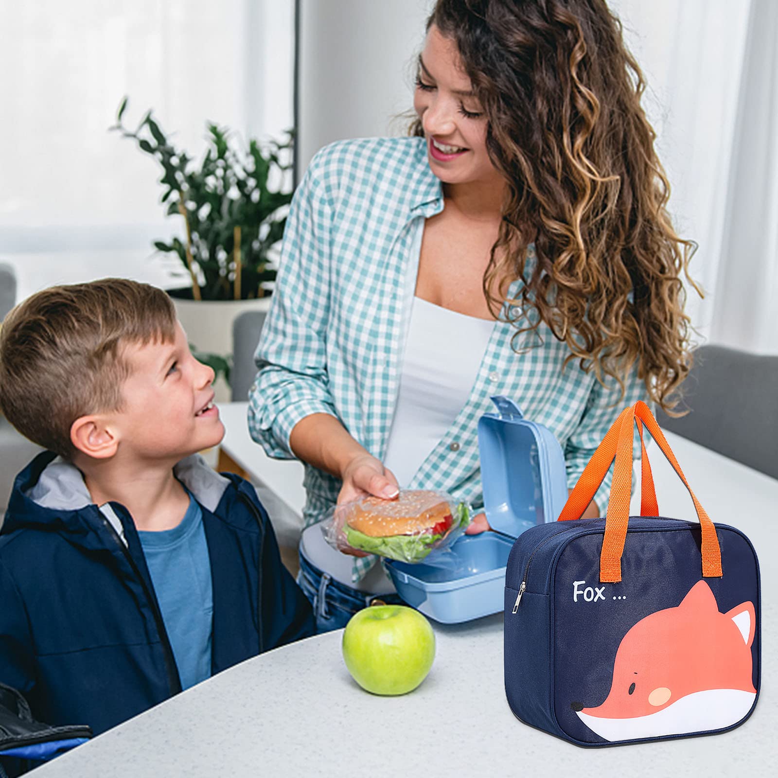 **Insulated Reusable Lunch Bag with Cartoon Print - Waterproof Oxford Cloth Cooler Box for School, Work & Picnic - Portable Thermal Food Storage Tote for Kids & Adults**    *(Perfect for school lunches, office meals, outdoor picnics, and travel snacks!)*