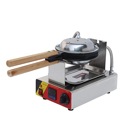 TECHTONGDA Stainless Steel Electric Bubble Egg Waffle Maker with Digital Display - Non-Stick Commercial Waffle Baker Machine 110V for Home, Cafe & Breakfast Business