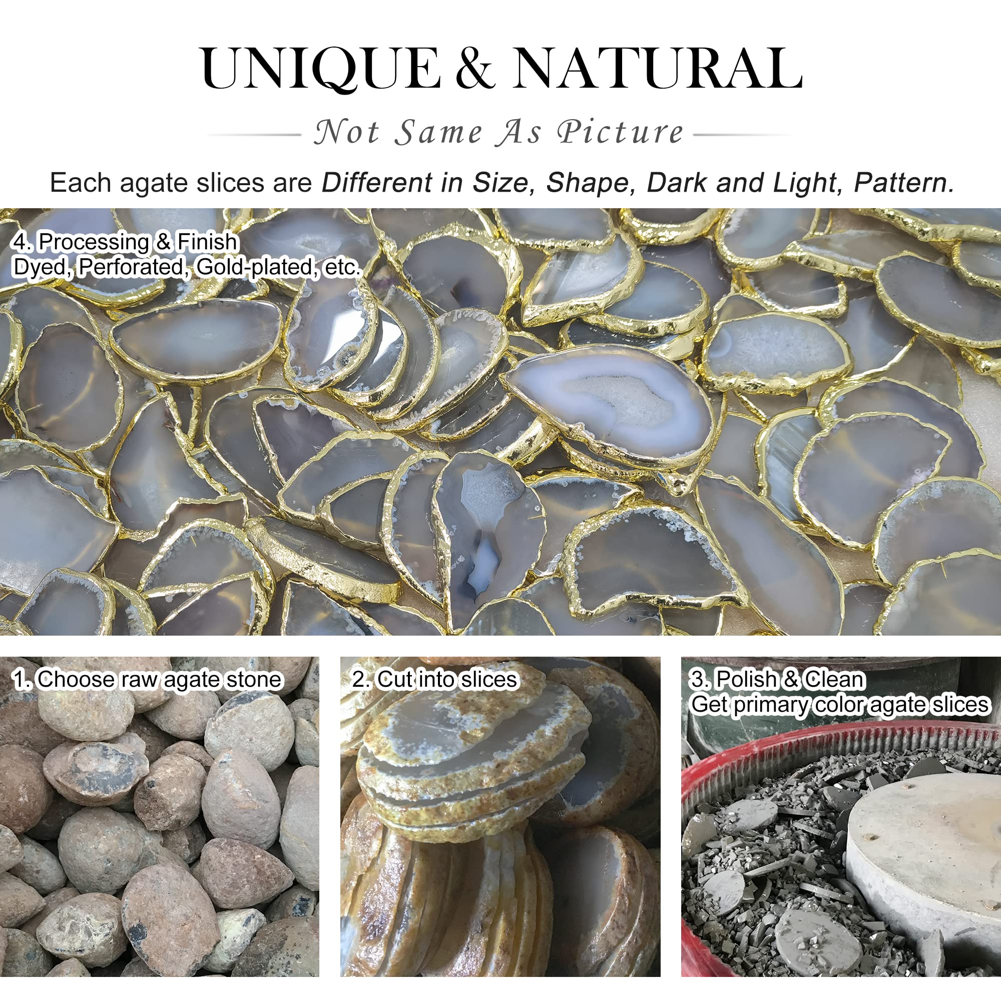Premium White Agate Cabinet Knobs & Pulls Set of 4 - Gold Dresser Knobs for Cabinets, Drawers, Bifold Doors - Elegant Hardware for Closet, Kitchen & Cupboard Organization & Décor