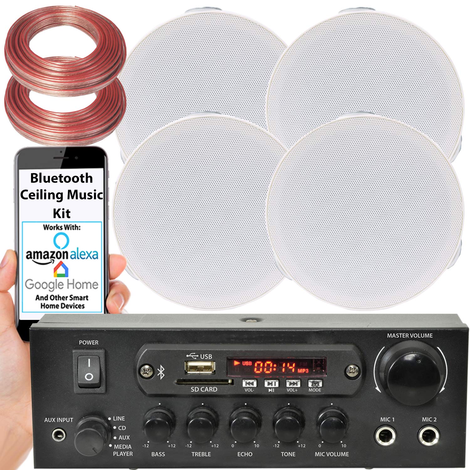 110W Bluetooth Ceiling Speaker System - 4x 4