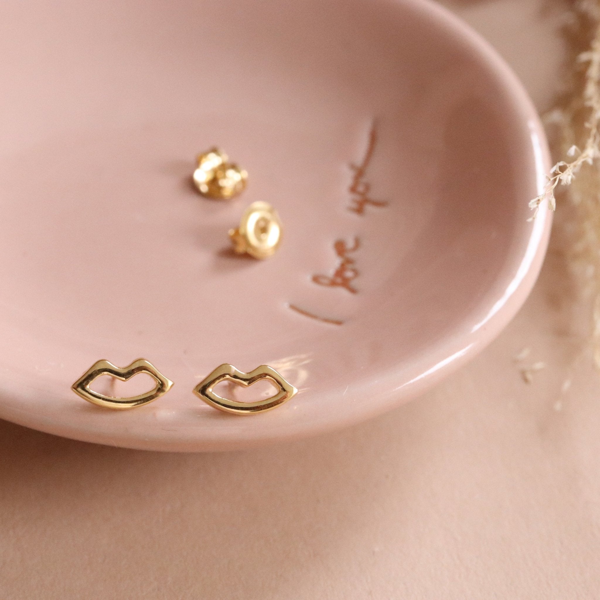 Fearless Kiss Studs - 14K Gold Plated Earrings for Women, Trendy Minimalist Hoop Earrings for Everyday Wear, Perfect Gift for Valentine's Day & Anniversary