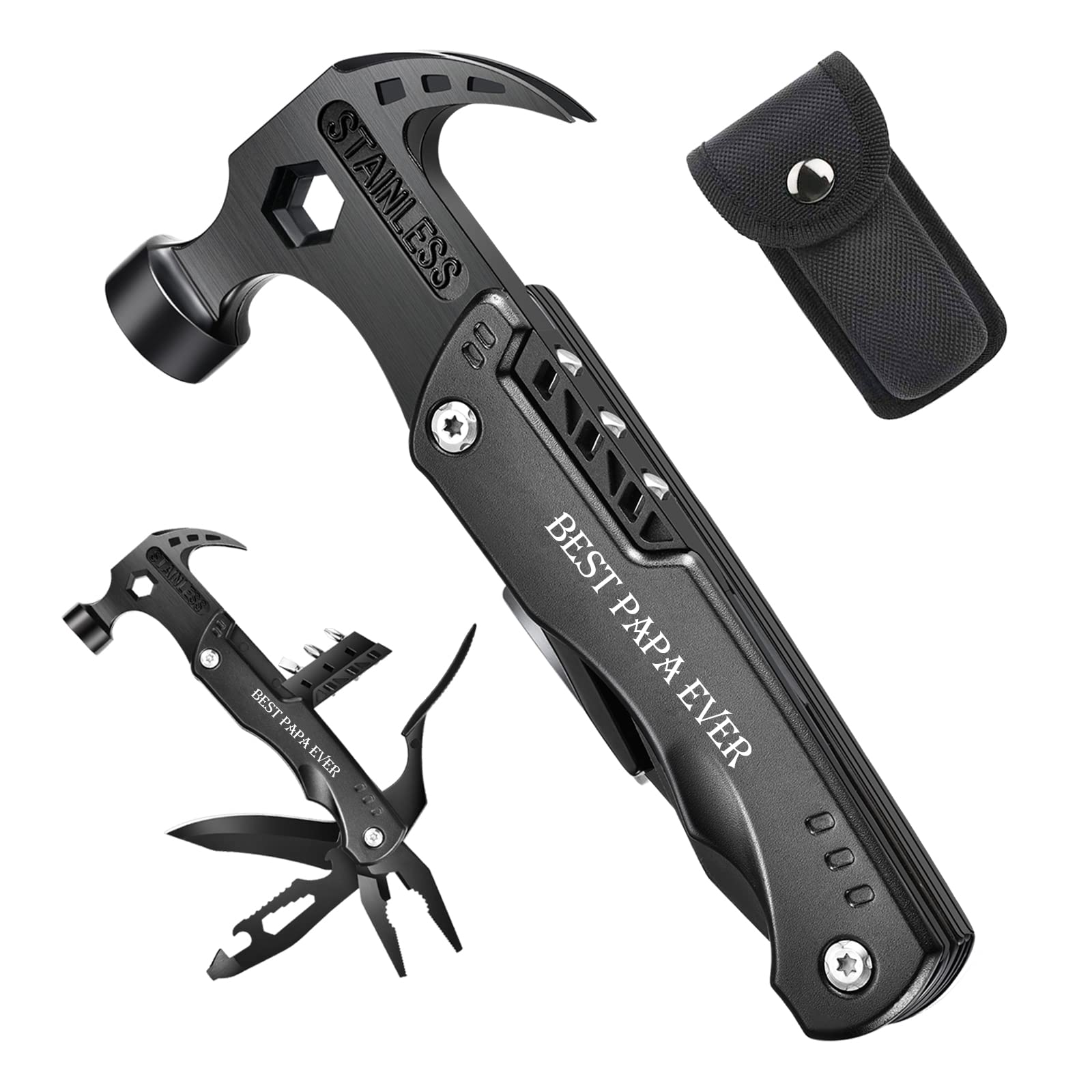 VEITORLD All-in-One Hammer Multitool - Best Birthday Gift for Dad, Grandpa, Father's Day Present from Kids & Grandchildren - Durable Camping Accessories & Outdoor Gadgets (Perfect for DIY Projects, Hiking, and Home Repairs)