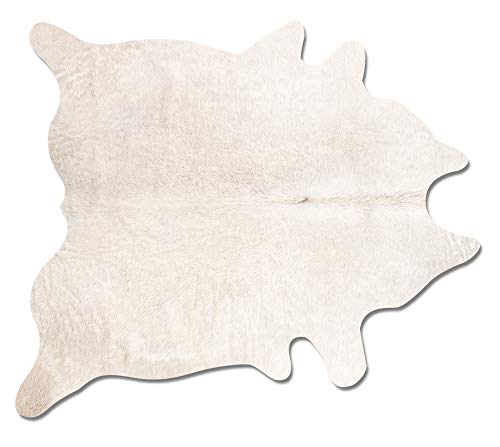 Premium 6' X 7' Off White Cowhide Area Rug - Natural Leather, Soft & Durable - Perfect for Living Room, Bedroom or Office Decor