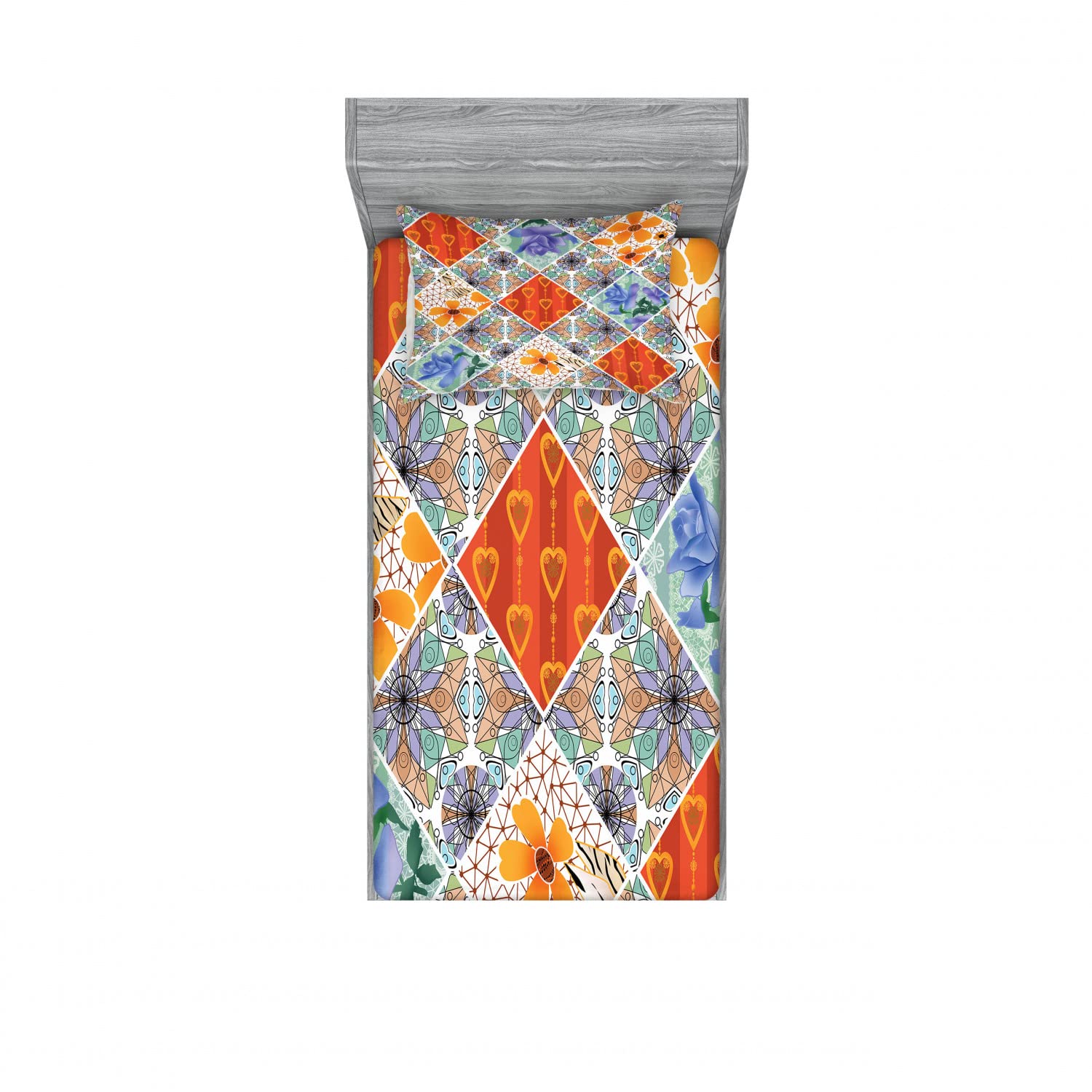 Ambesonne Floral 2-Piece Twin XL Fitted Sheet Set with 2 Pillow Shams - Vibrant Flower Pattern Summer Bedding Collection for Girls & Women - Perfect for Dorm Rooms, Guest Beds & Boho Chic Bedroom Decor