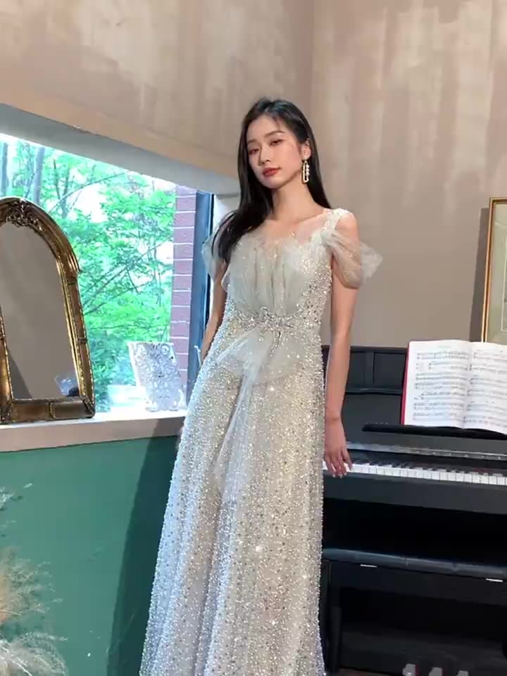 Elegant Off Shoulder Beaded Long Prom Dress - Sparkly Evening Gown for Women Size 41 | Perfect for Homecoming, Formal Dances & Special Occasions