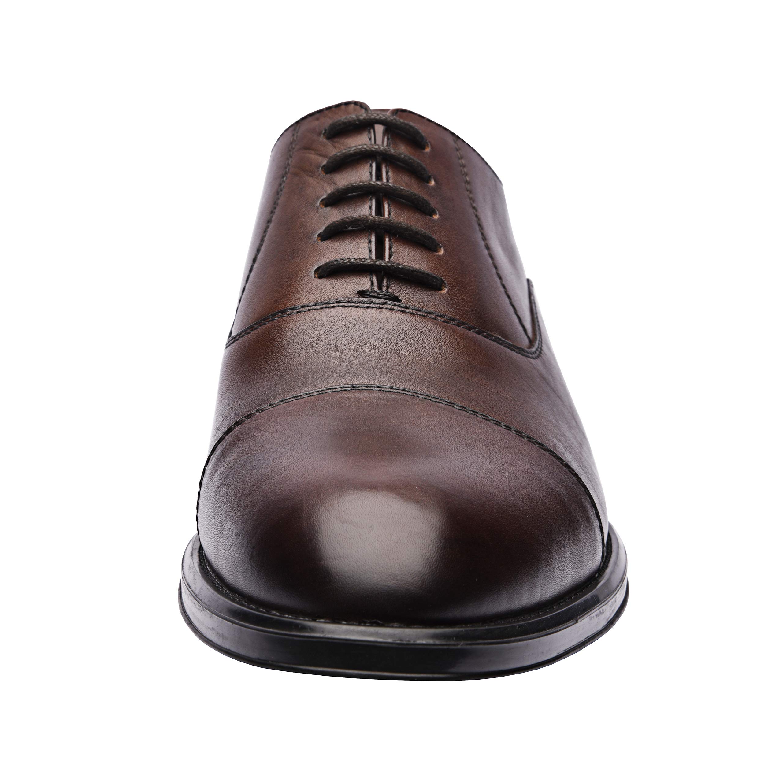 Genuine Leather Men's Dress Shoes - Classic Cap Toe Oxford Formal Shoes with Rubber Sole & Lace Up Design | Handcrafted Premium Business & Wedding Shoes for Men | Perfect for Office, Formal Events & Special Occasions