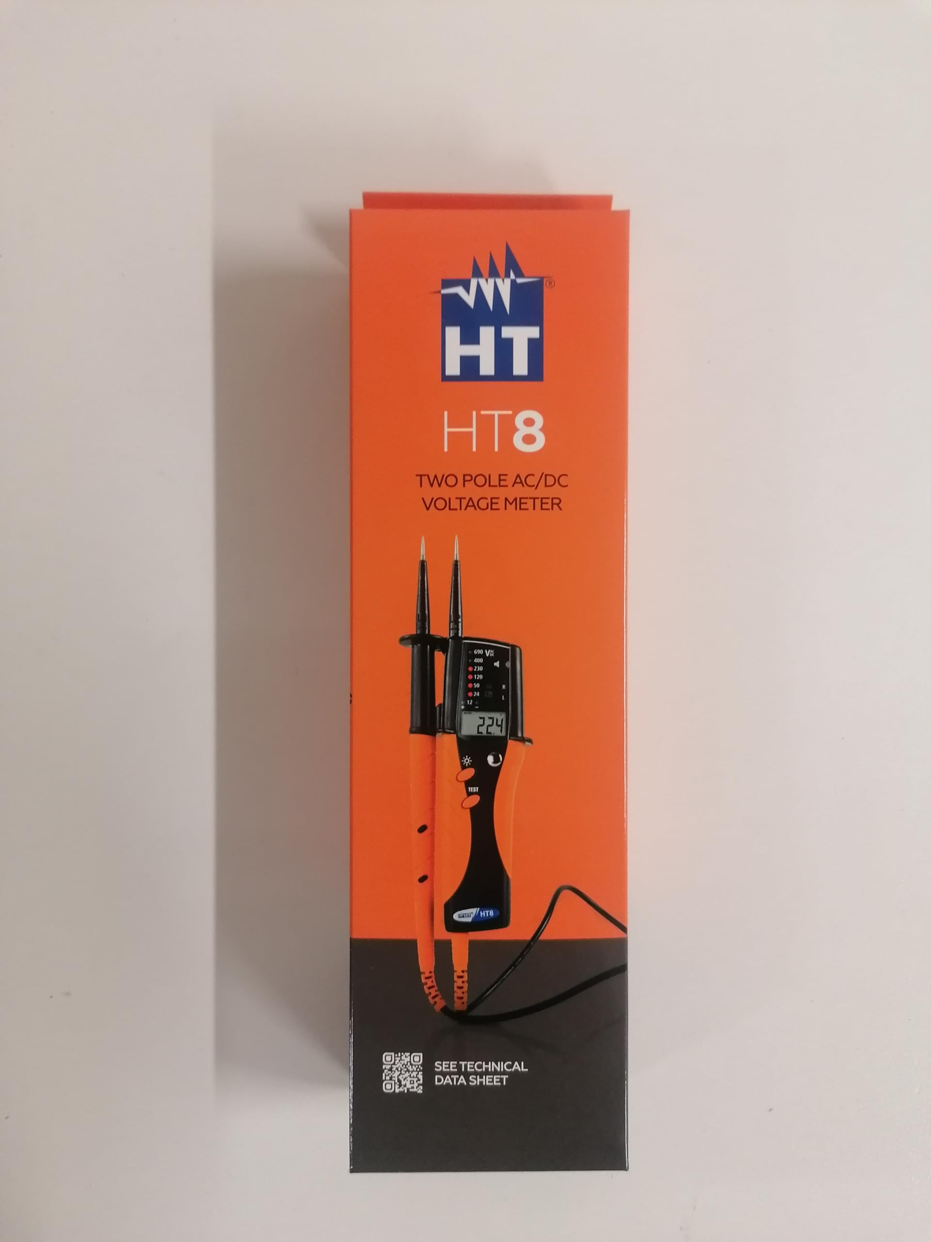 HT Instruments HT8 2-Pole Multifunction Electrical Tester with LED/LCD Display - Perfect for Electricians, HVAC Technicians & Home Electrical Safety Testing