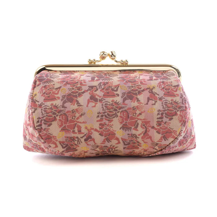 Authentic Kyoto Nishijin Woven Small Pouch - Aztec Mythology Design | Japanese Gamaguchi Cosmetic & Makeup Bag | Travel Toiletry Organizer, Stationery Pouch & Bag-in-Bag for Women's Accessories | Perfect for Daily Use, Gift Giving & Cultural Enthusiasts